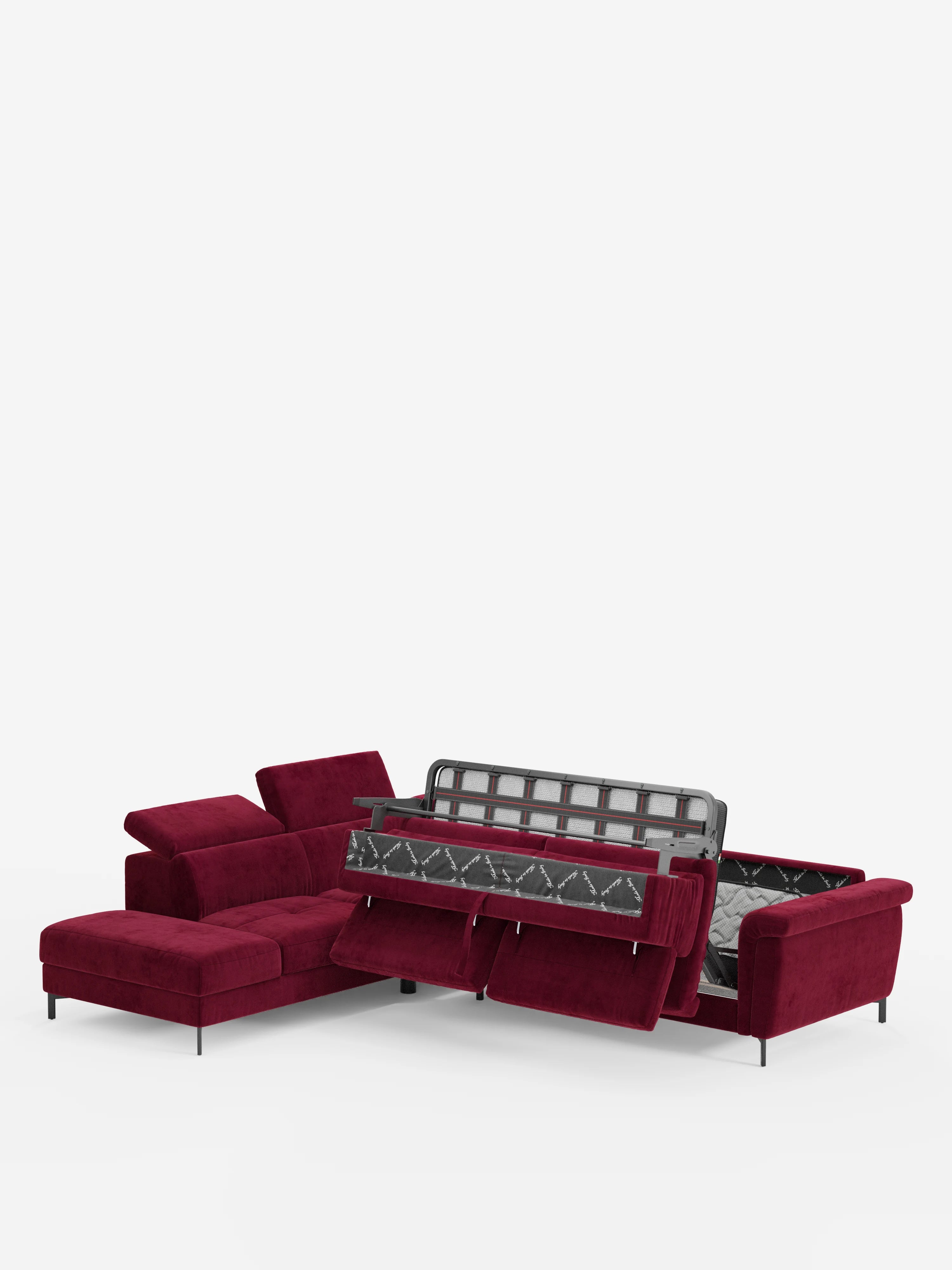 Capri canapé d'angle convertible avec Têtières Réglables et Matelas haute performance en Tissu Effet Velours Détachable T30