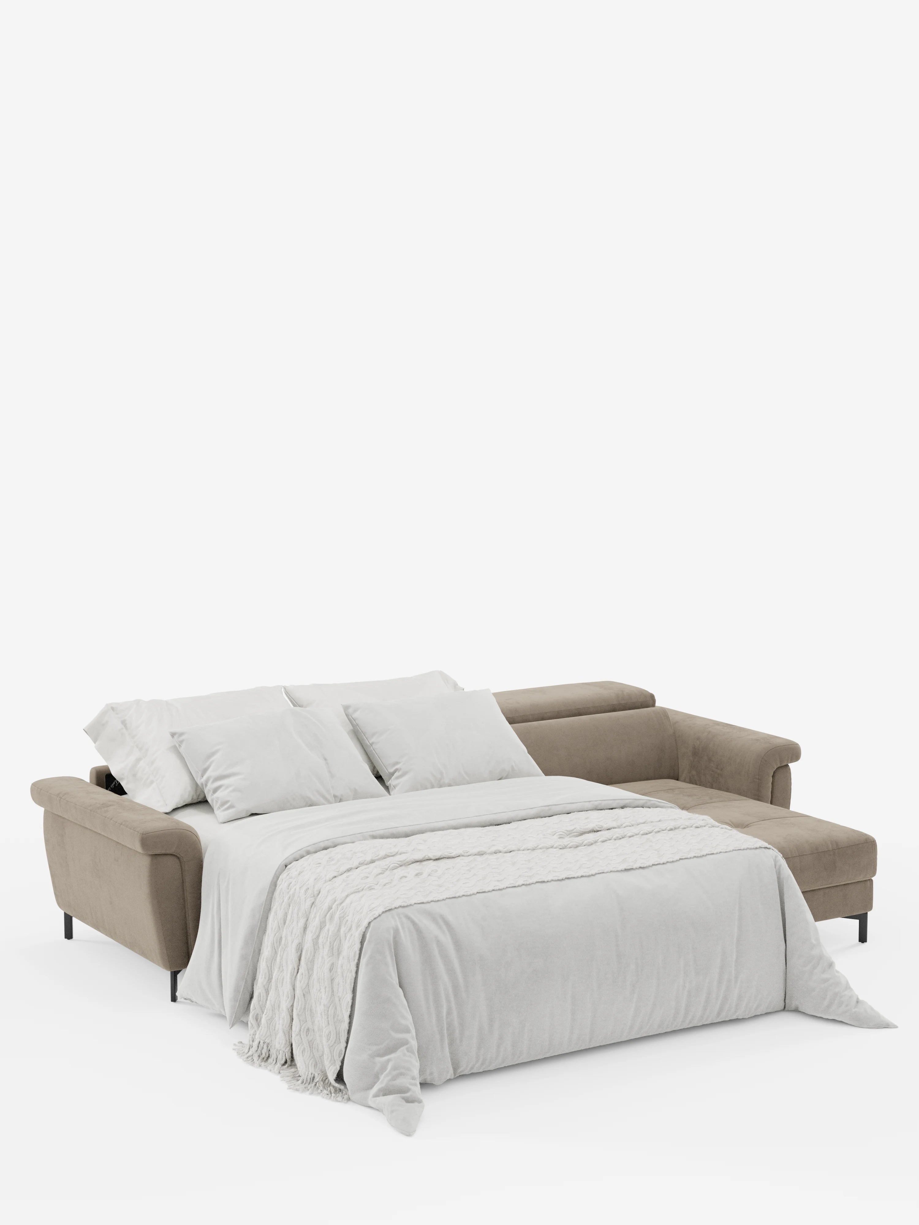 Capri canapé convertible avec méridienne coffre et têtières réglables - Tissu Effet Velours Détachable T30