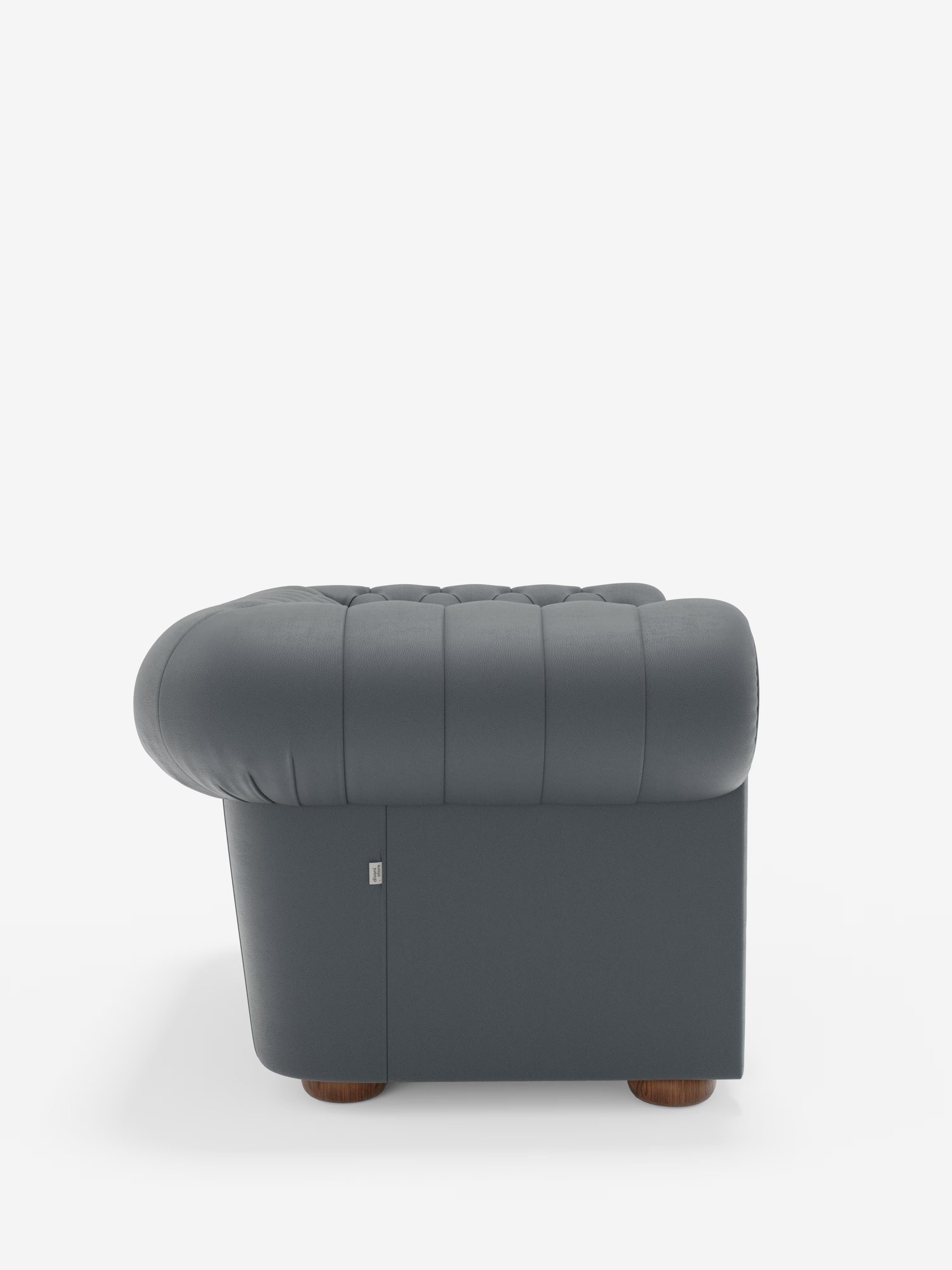 Chester Fauteuil en véritable cuir avec capitonné artisanal