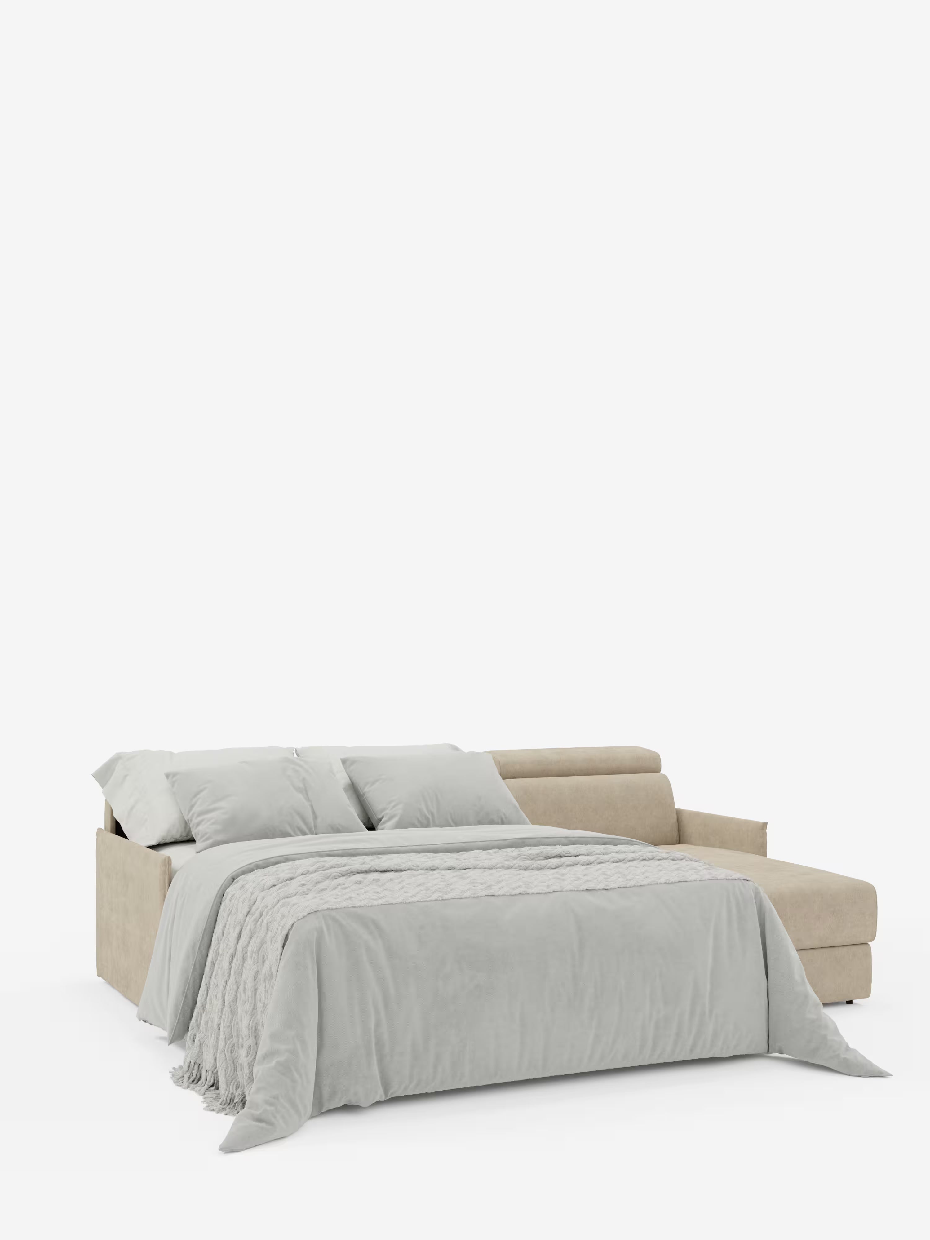 Miryam canapé convertible d'angle compact - têtières inclinables et méridienne coffre en tissu détachable T31