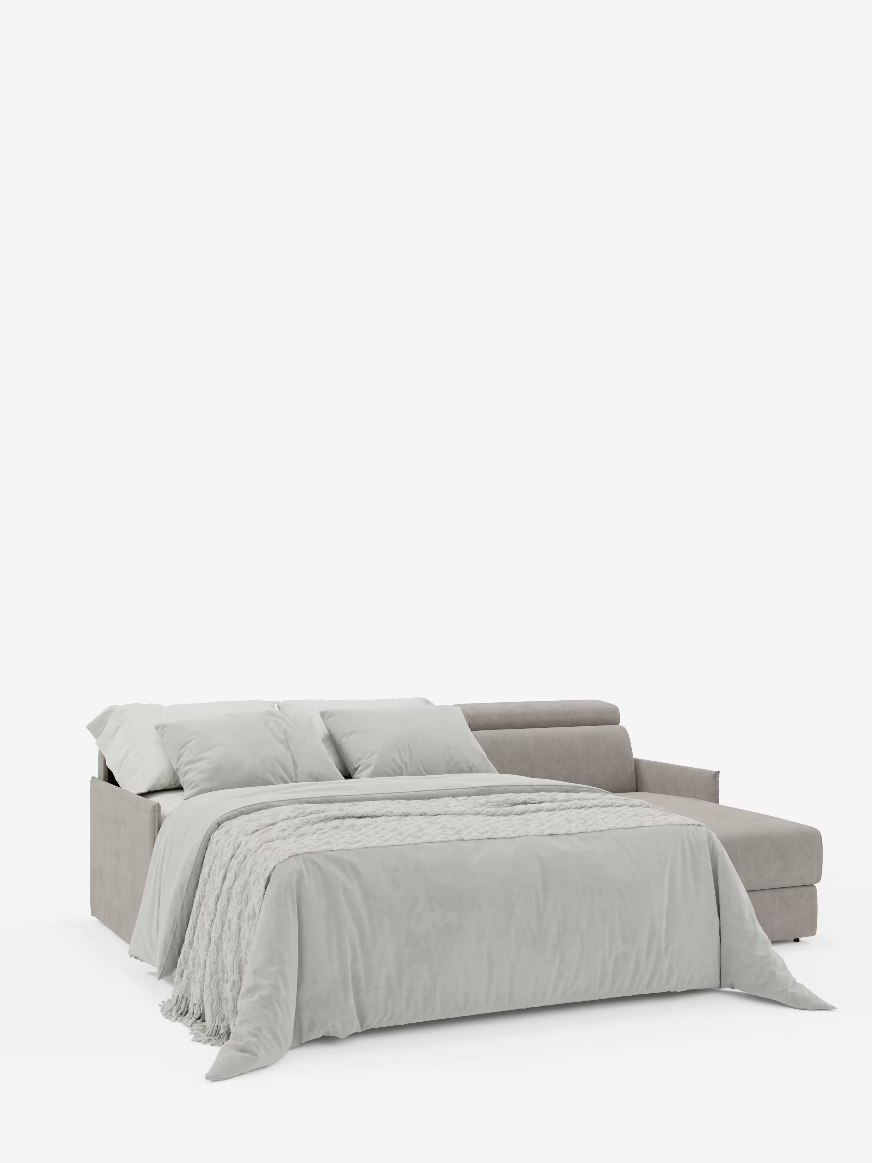 Miryam canapé convertible d'angle compact - têtières inclinables et méridienne coffre en tissu détachable T31