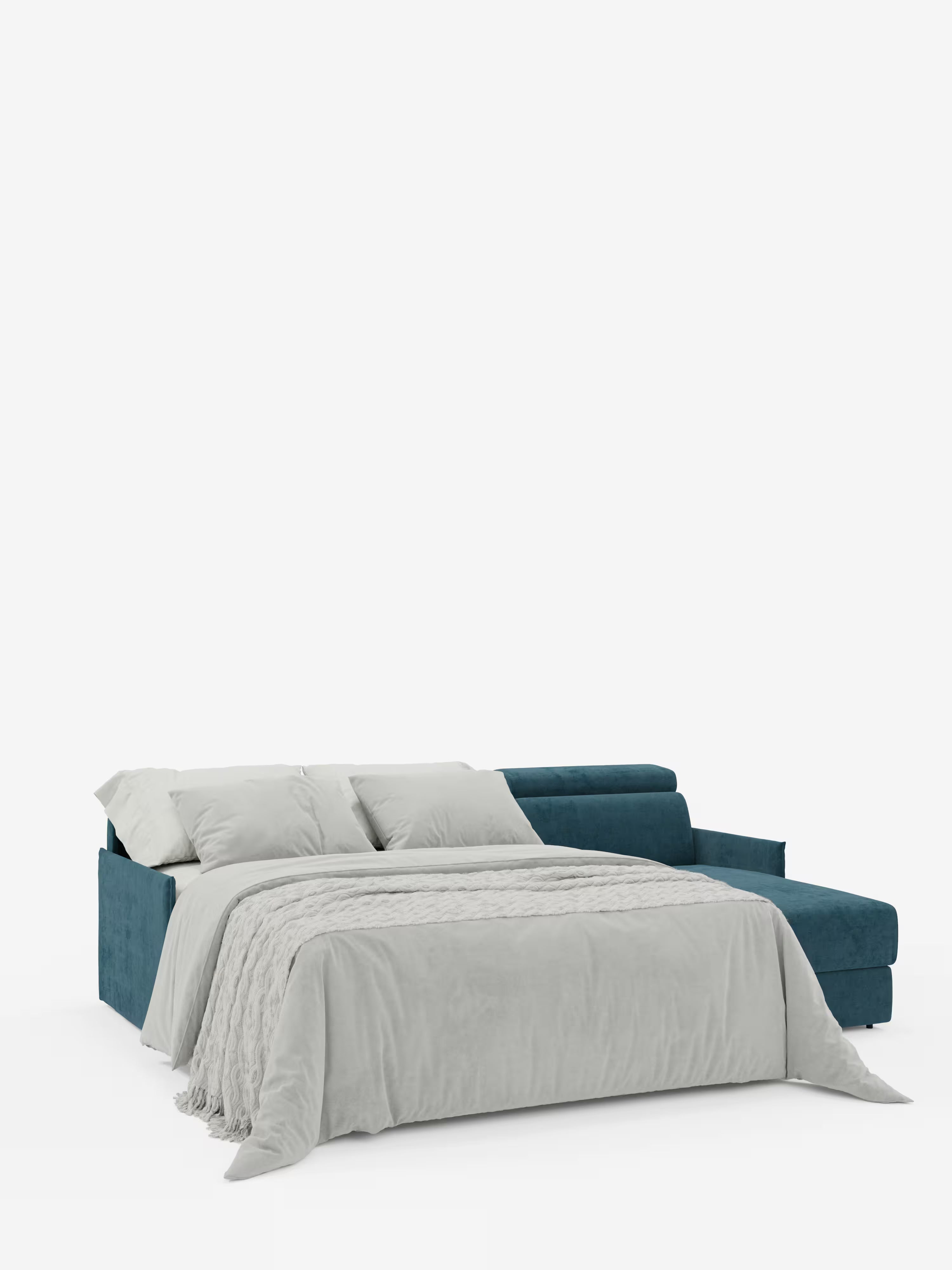 Miryam canapé convertible d'angle compact - têtières inclinables et méridienne coffre en tissu détachable T31