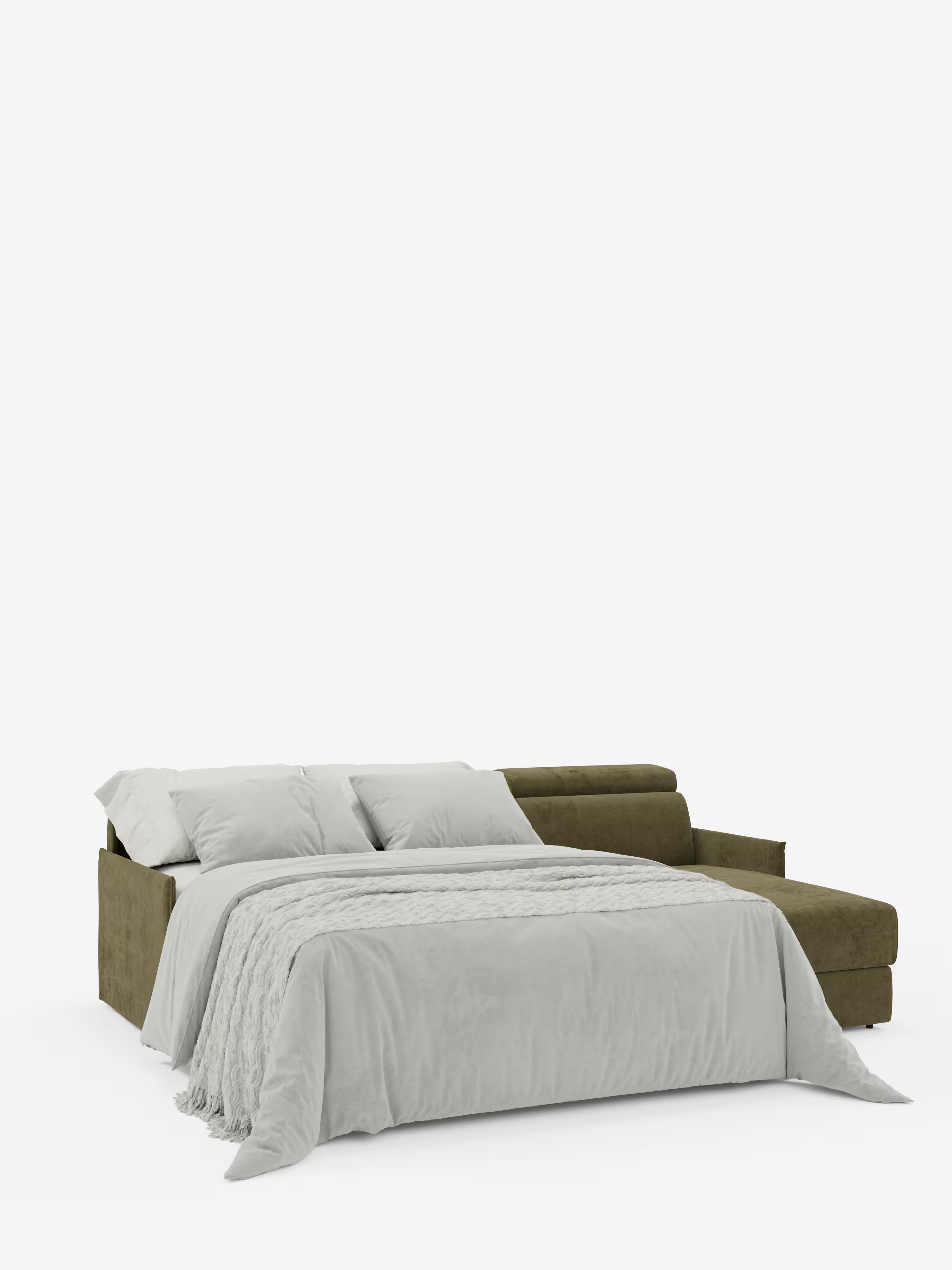 Miryam canapé convertible d'angle compact - têtières inclinables et méridienne coffre en tissu détachable T31