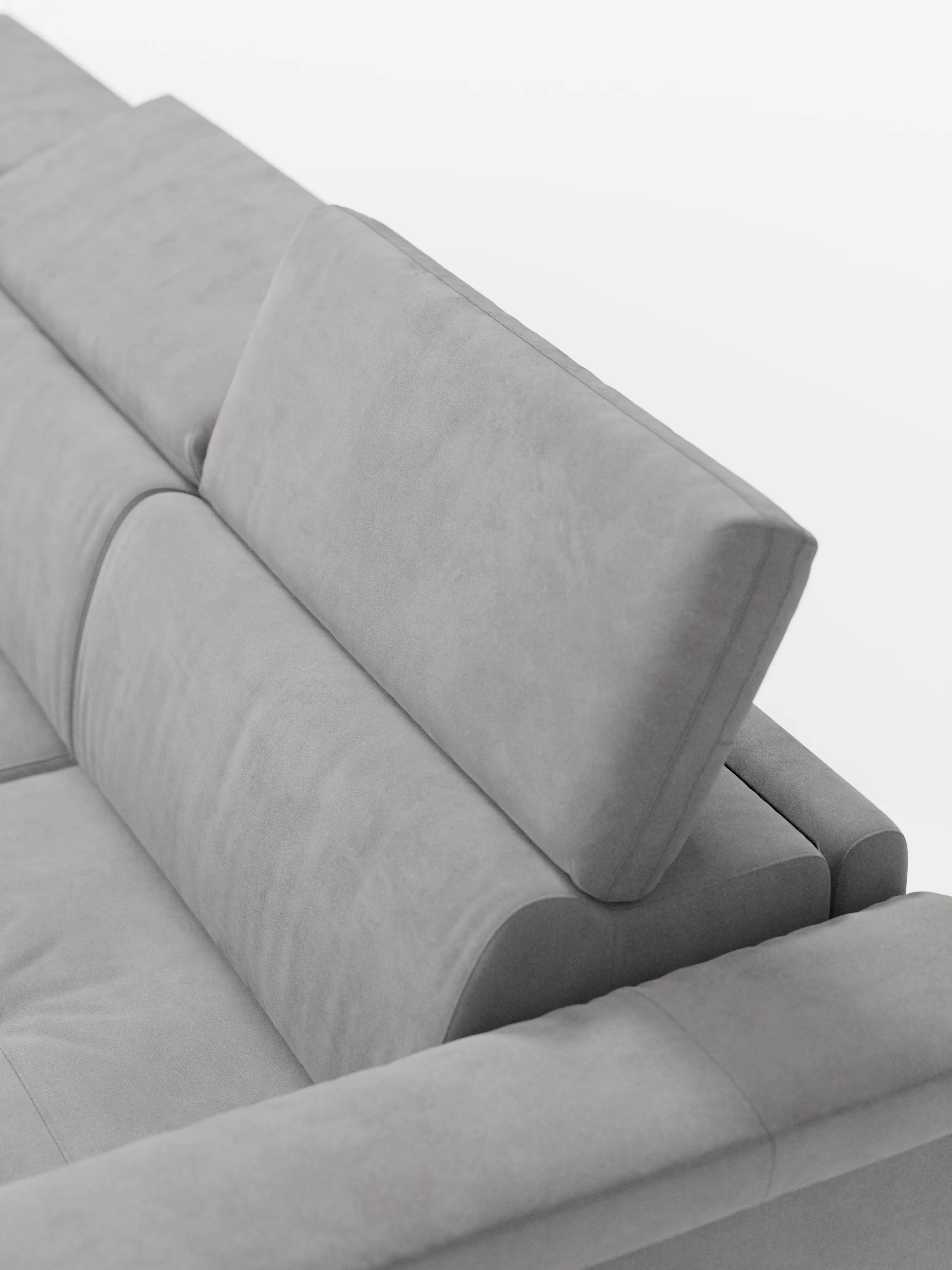 Capri canapé d'angle convertible avec Têtières Réglables et Matelas haute performance en Tissu Effet Velours Détachable T30