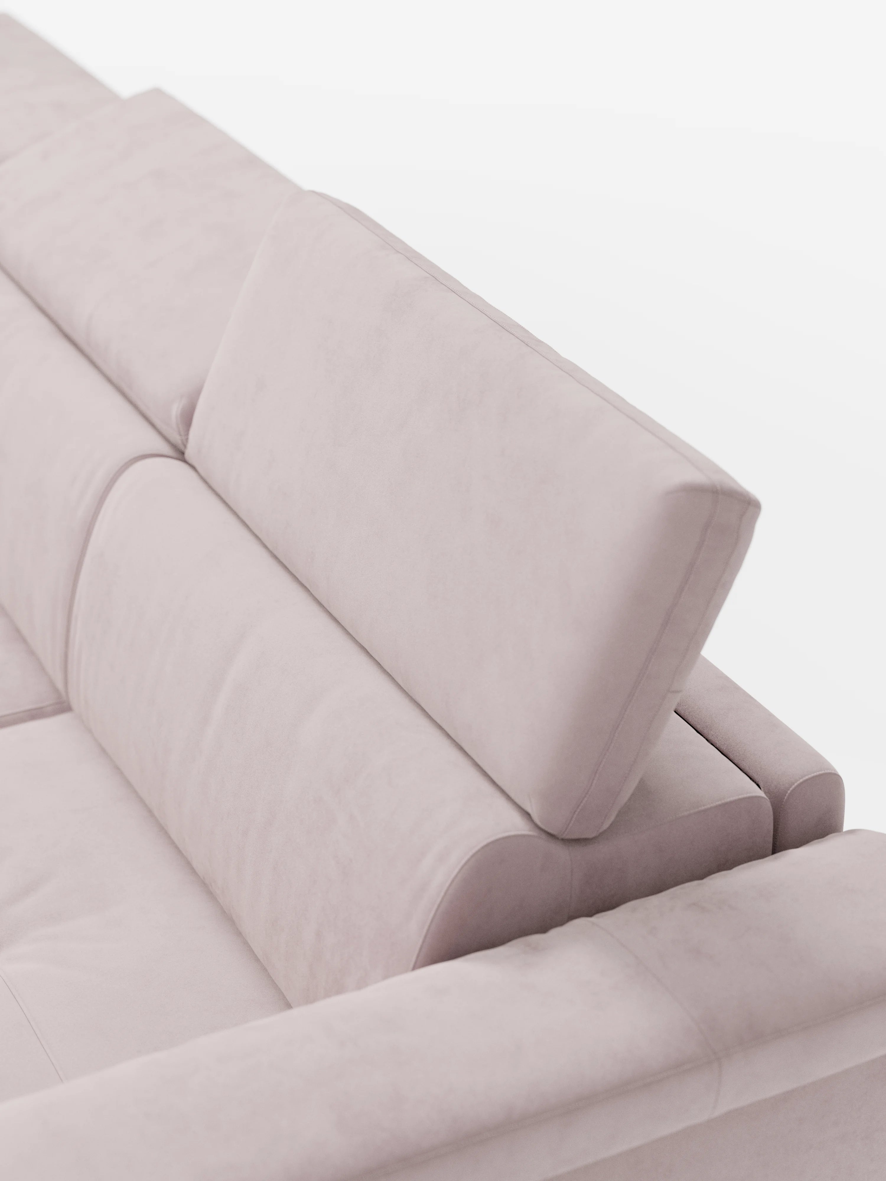 Capri canapé d'angle convertible avec Têtières Réglables et Matelas haute performance en Tissu Effet Velours Détachable T30