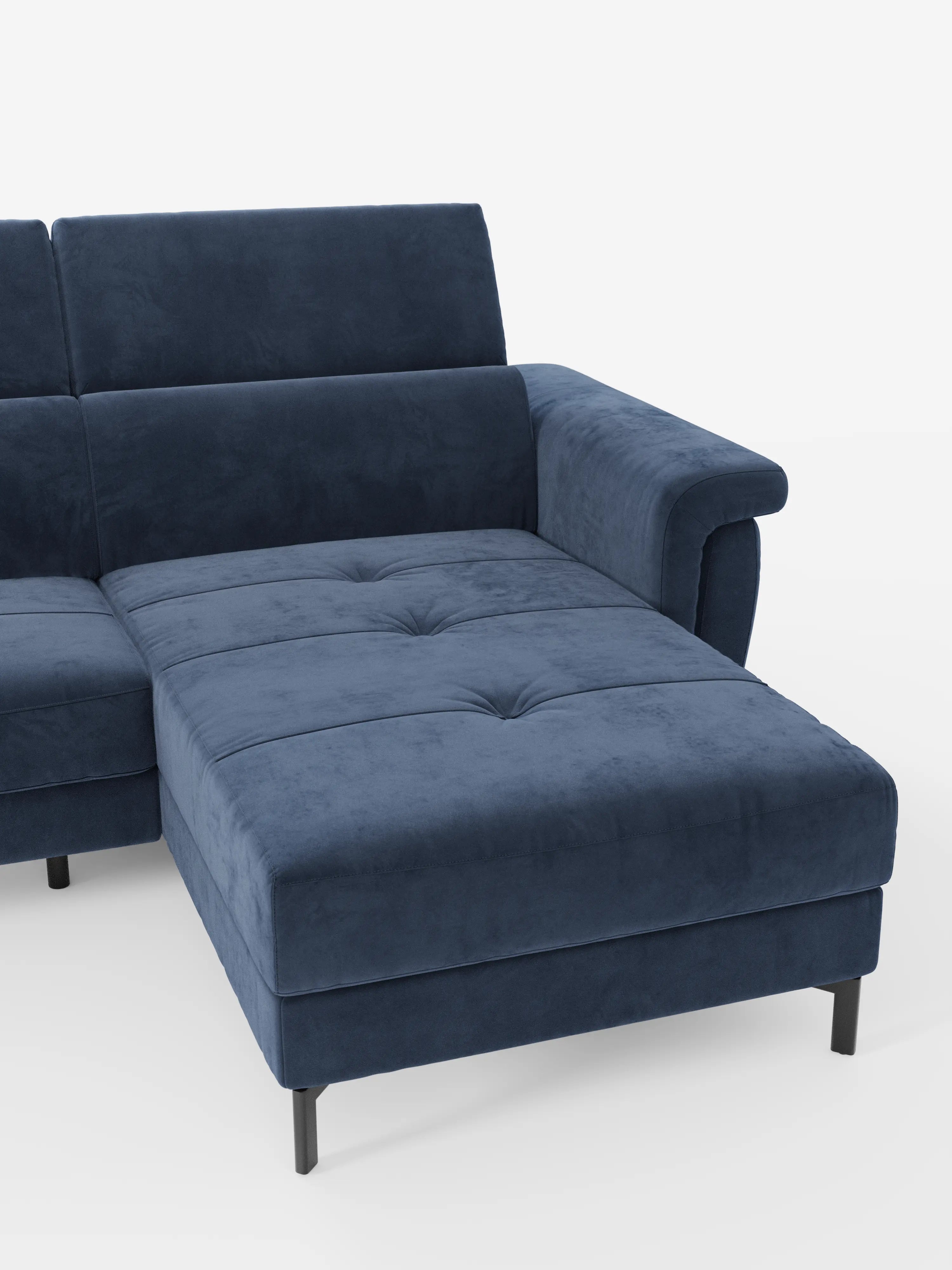 Capri canapé convertible avec méridienne coffre et têtières réglables - Tissu Effet Velours Détachable T30