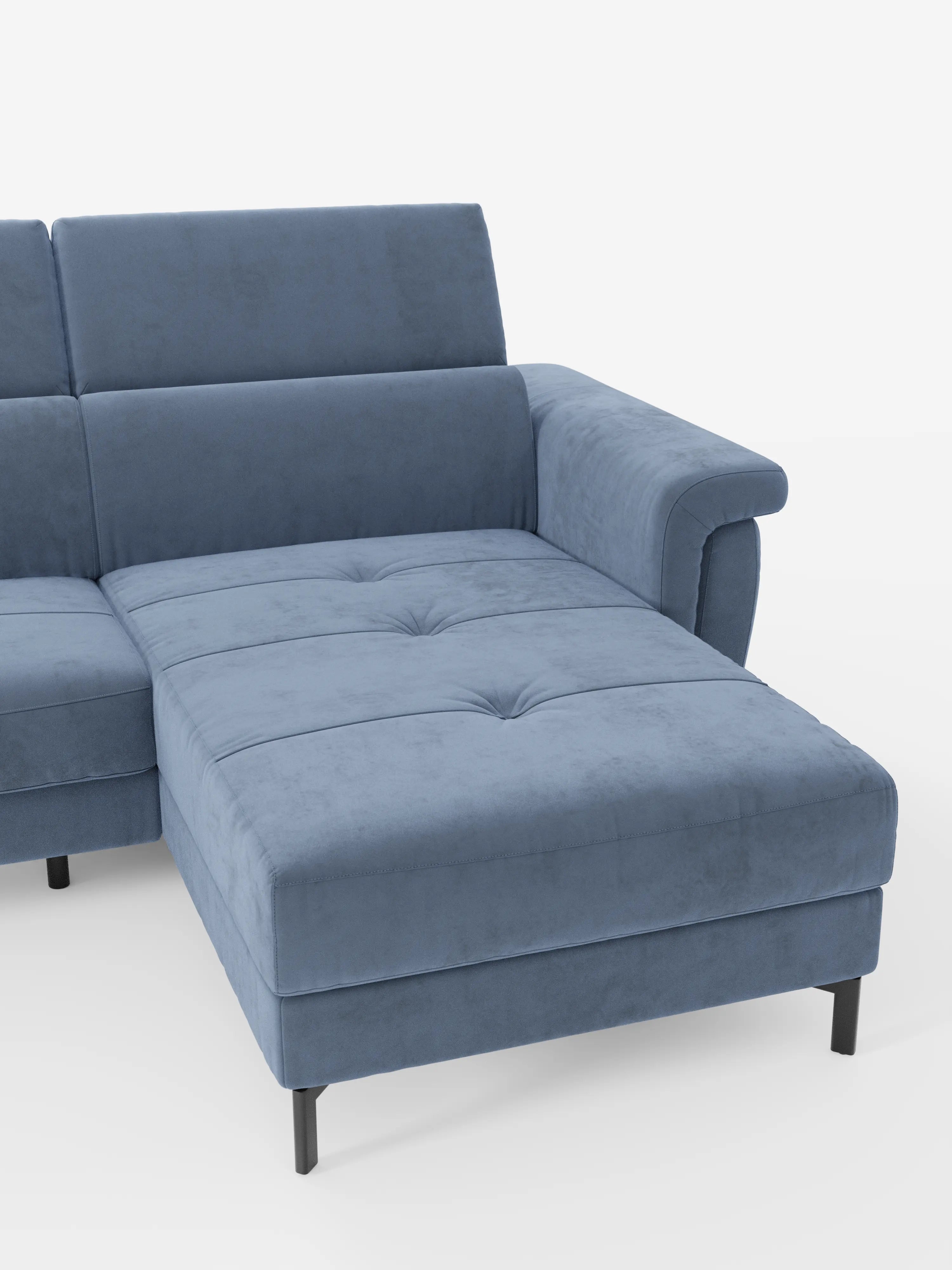 Capri canapé convertible avec méridienne coffre et têtières réglables - Tissu Effet Velours Détachable T30