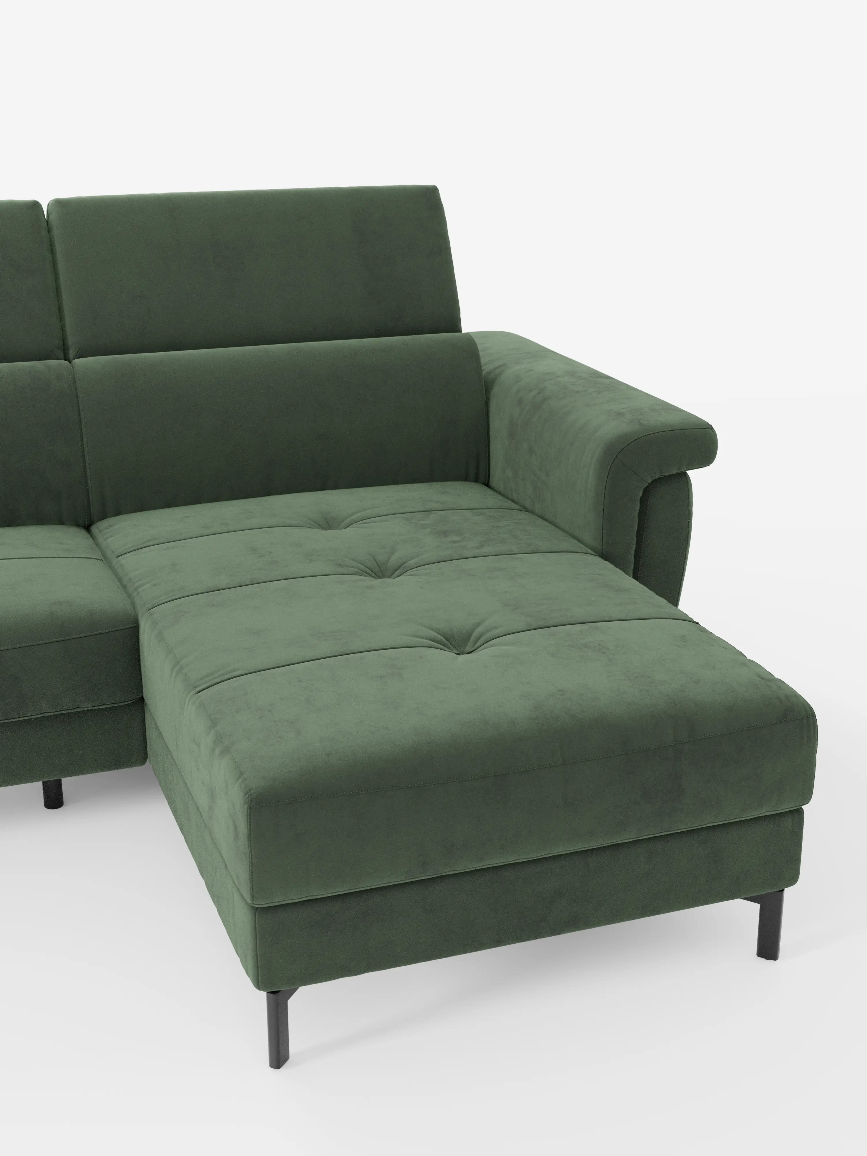 Capri canapé convertible avec méridienne coffre et têtières réglables - Tissu Effet Velours Détachable T30