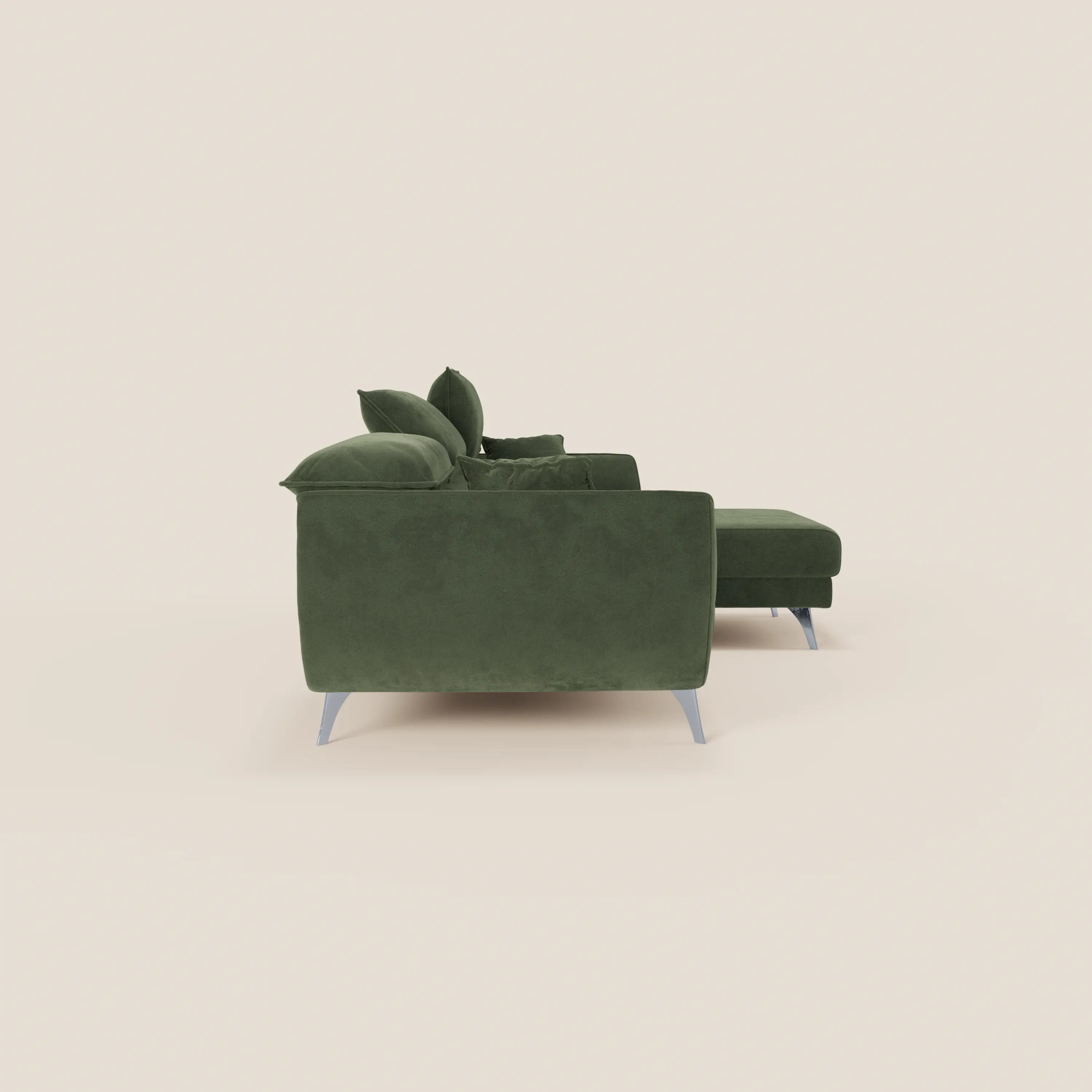 Michelangelo Divano Angolare con Penisola e Sedute Estensibili - Poggiatesta reclinabili in raffinato tessuto smacchiabile effetto vellutino T30 - divani.store