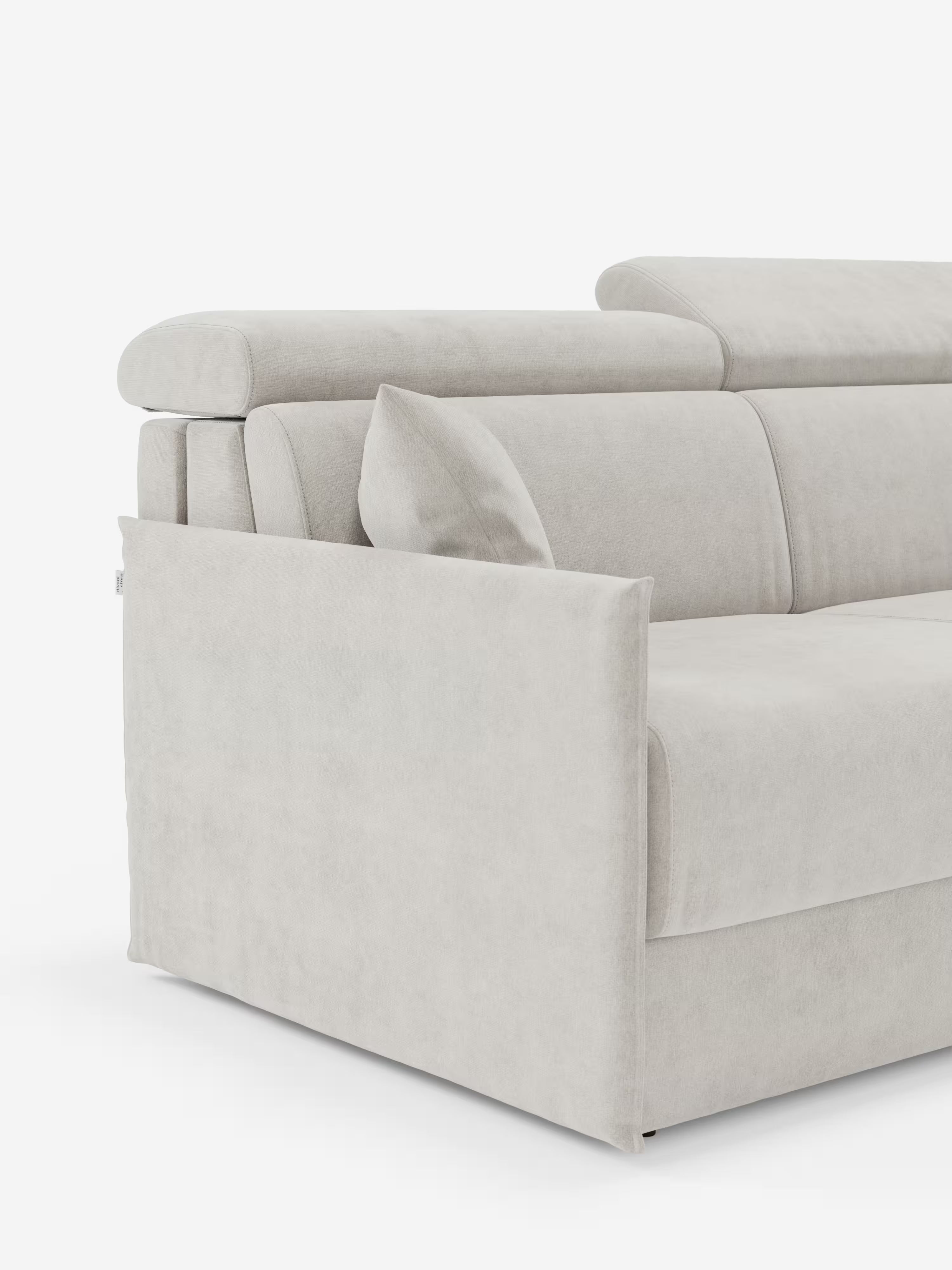 Miryam canapé convertible d'angle compact - têtières inclinables et méridienne coffre en tissu détachable T31