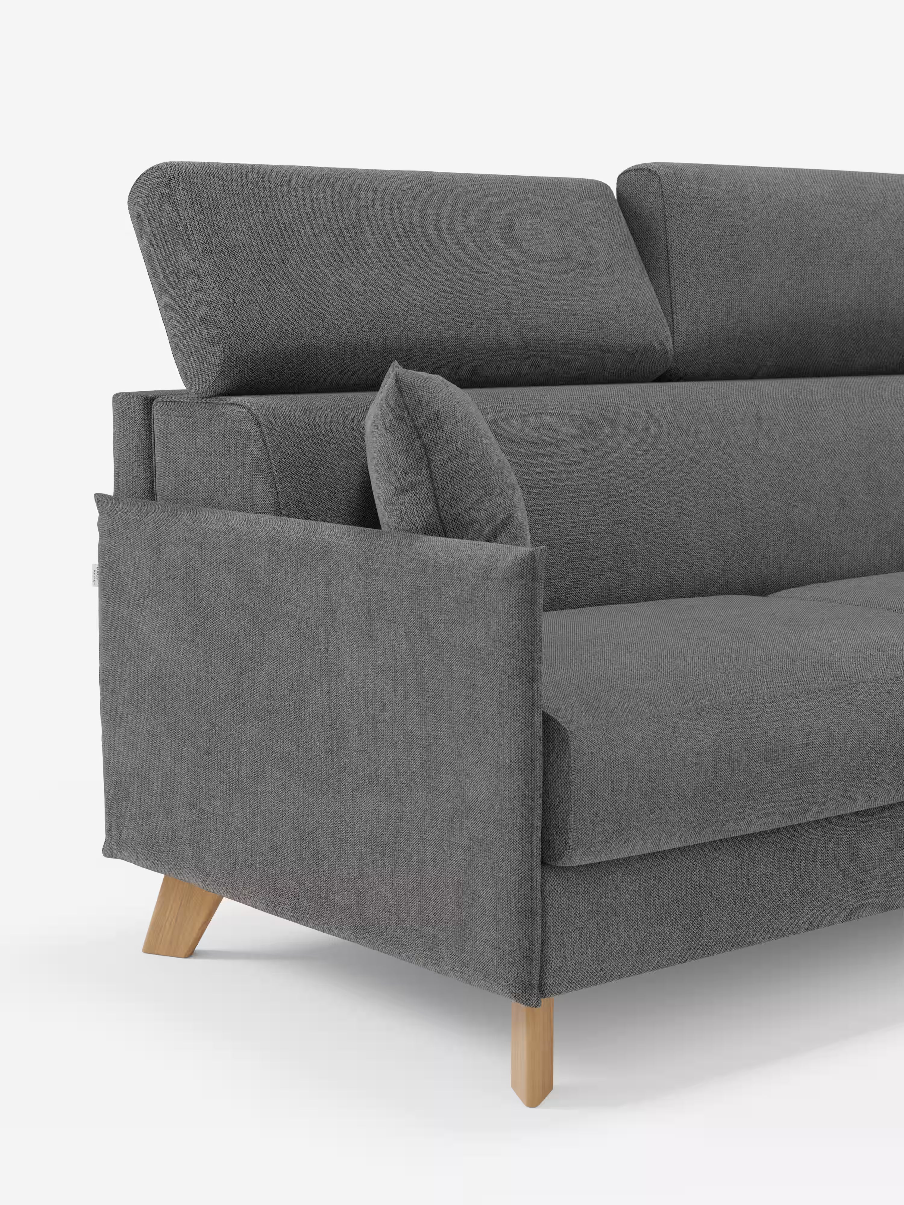 Sole Canapé d'angle convertible avec chaise longue avec coffre et têtières inclinables - tissu détachable T23
