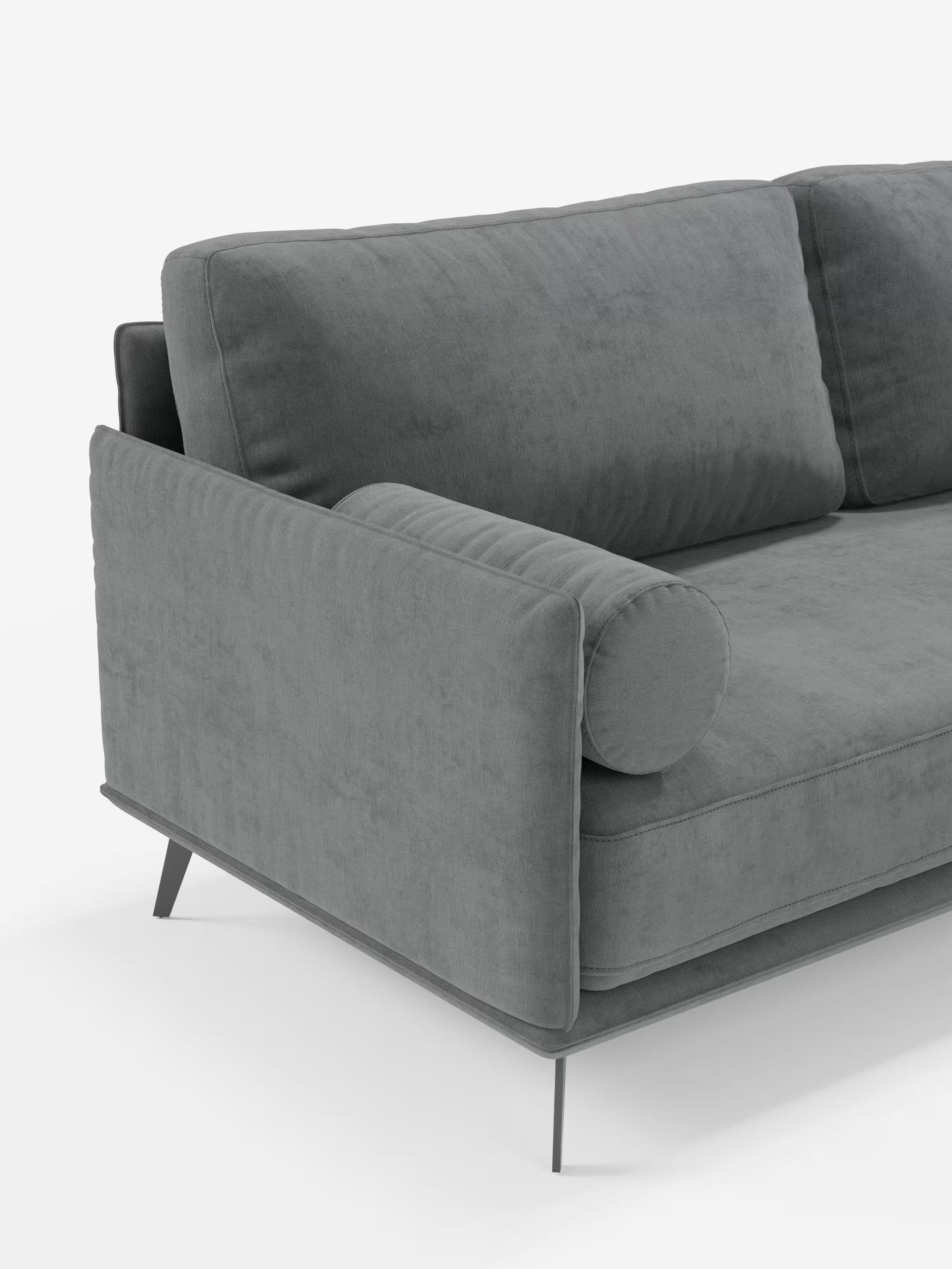 Basalto Canapé linéaire 2 3 et 4 places avec assise unique et base en métal en tissu anti-taches T31
