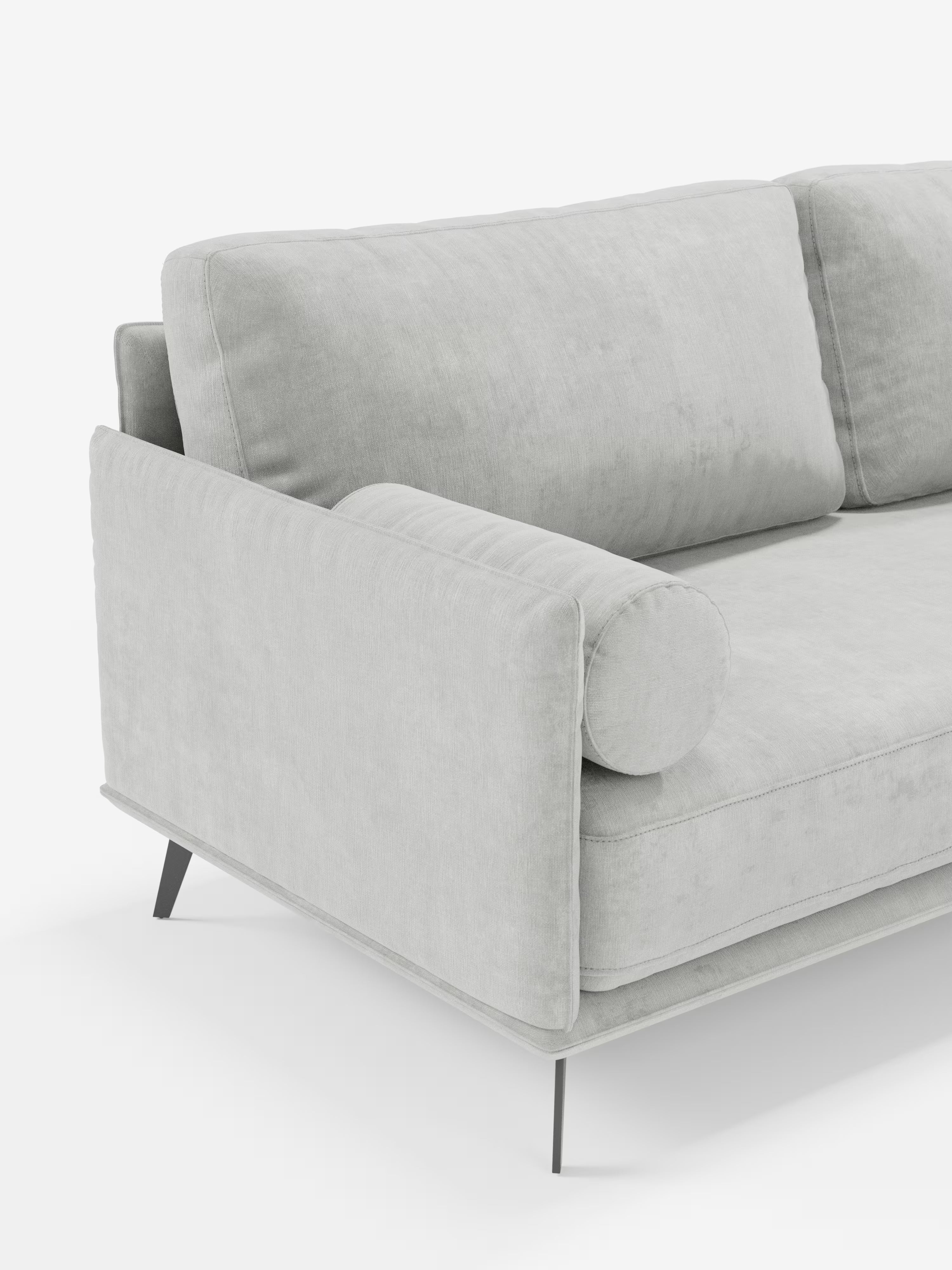 Basalto Canapé linéaire 2 3 et 4 places avec assise unique et base en métal en tissu anti-taches T31