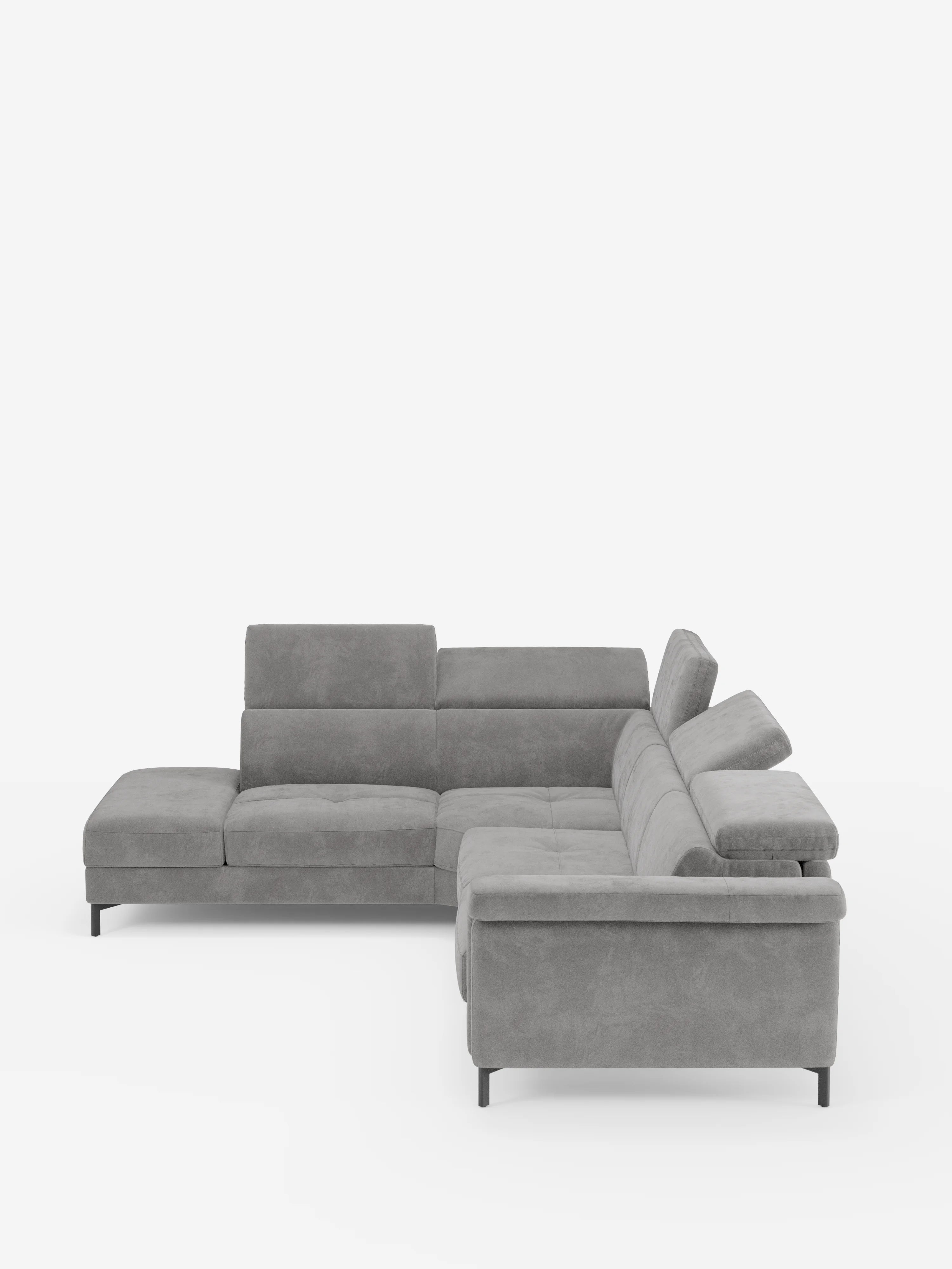 Capri canapé d'angle convertible avec Têtières Réglables et Matelas haute performance en Tissu Effet Velours Détachable T30