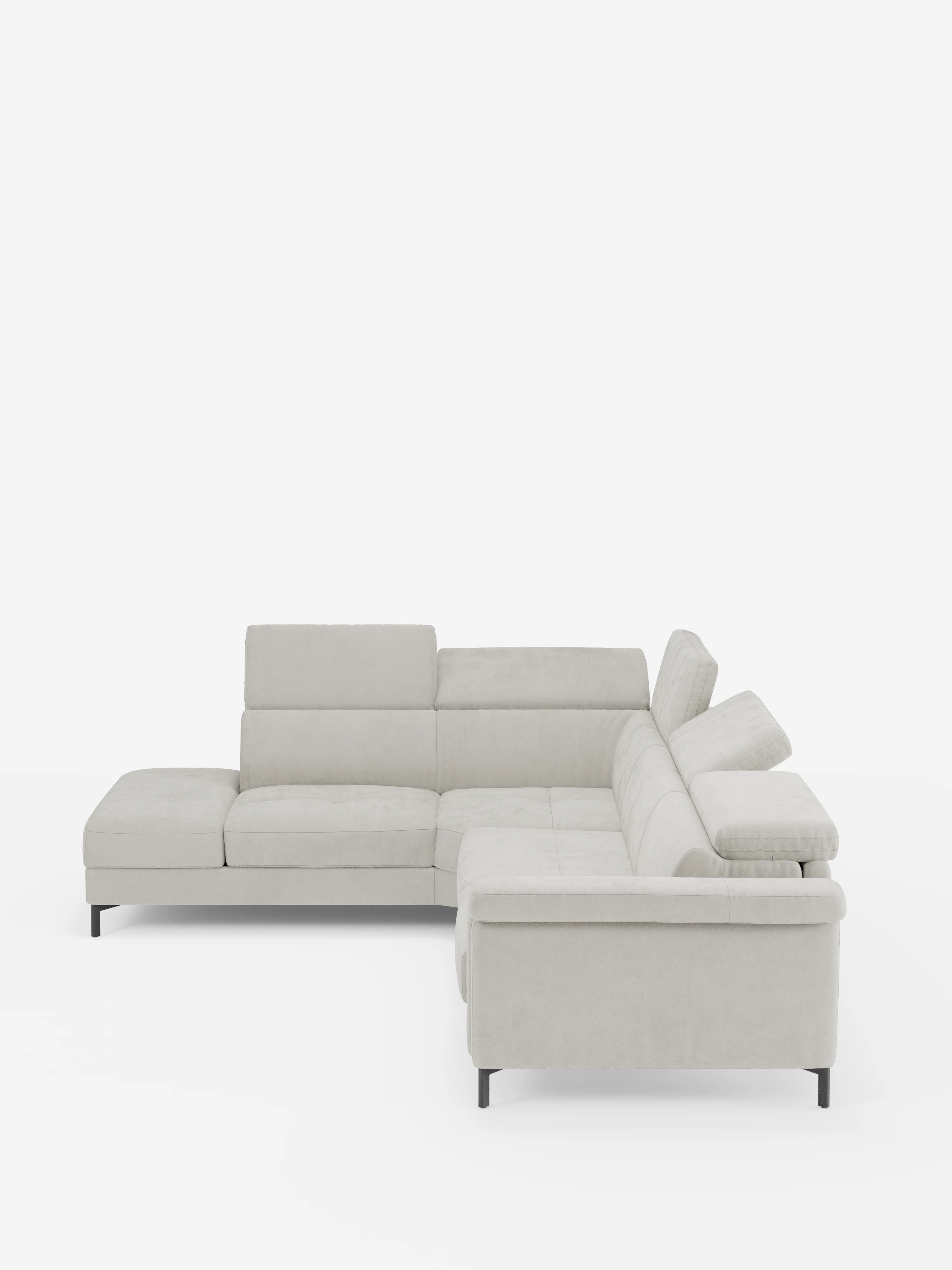 Capri canapé d'angle convertible avec Têtières Réglables et Matelas haute performance en Tissu Effet Velours Détachable T30