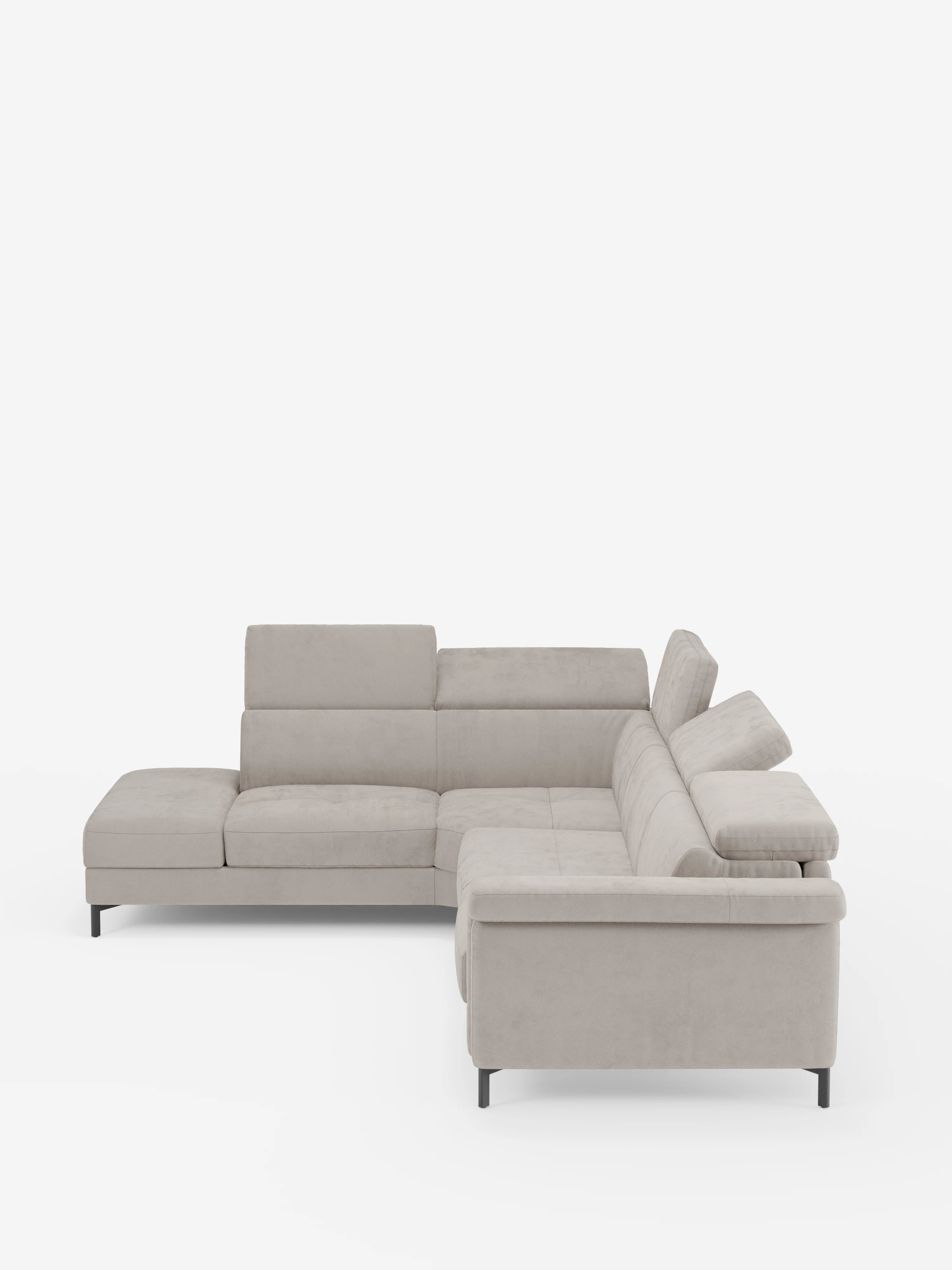Capri canapé d'angle convertible avec Têtières Réglables et Matelas haute performance en Tissu Effet Velours Détachable T30
