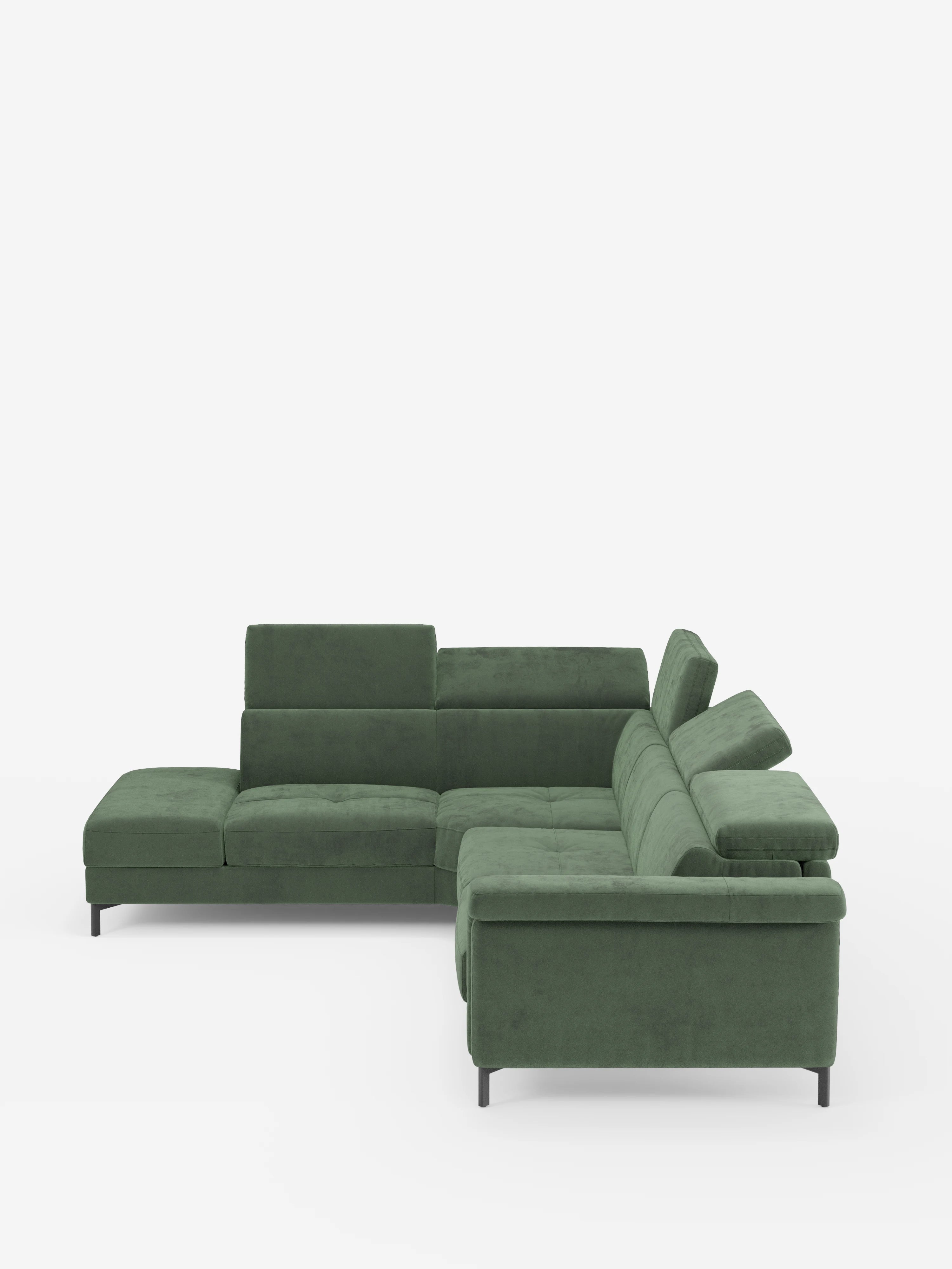 Capri canapé d'angle convertible avec Têtières Réglables et Matelas haute performance en Tissu Effet Velours Détachable T30
