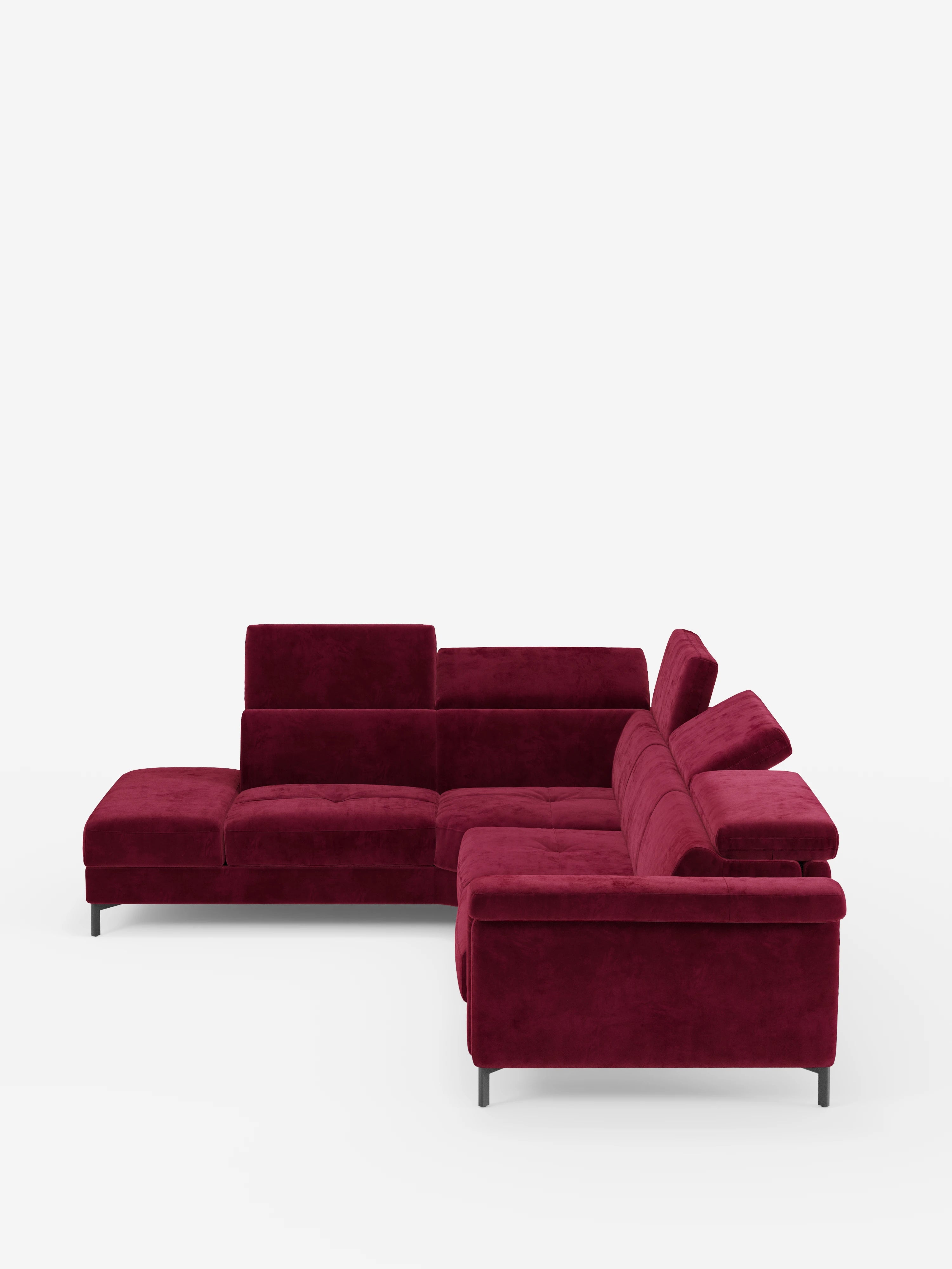 Capri canapé d'angle convertible avec Têtières Réglables et Matelas haute performance en Tissu Effet Velours Détachable T30