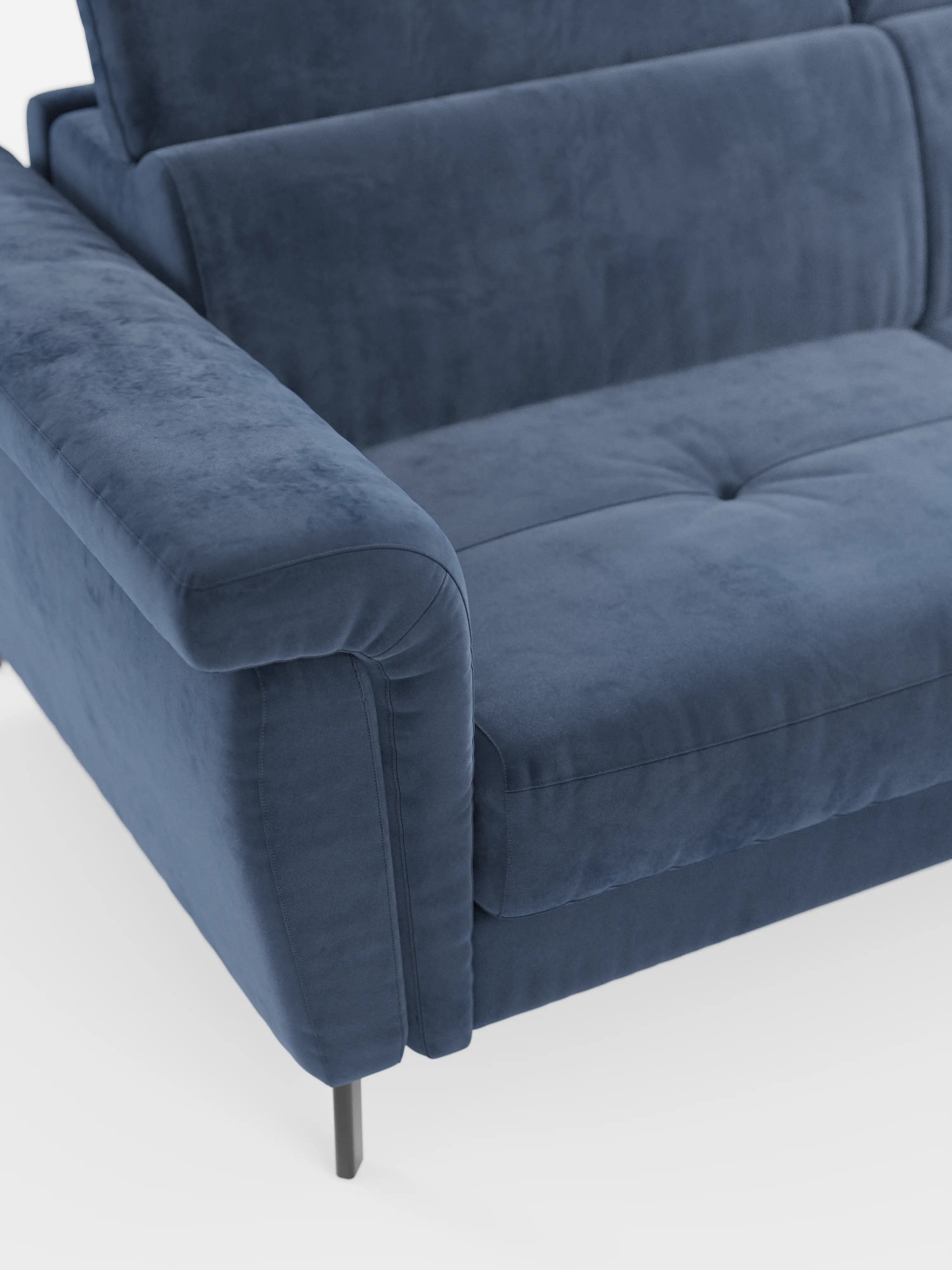 Capri canapé convertible avec méridienne coffre et têtières réglables - Tissu Effet Velours Détachable T30