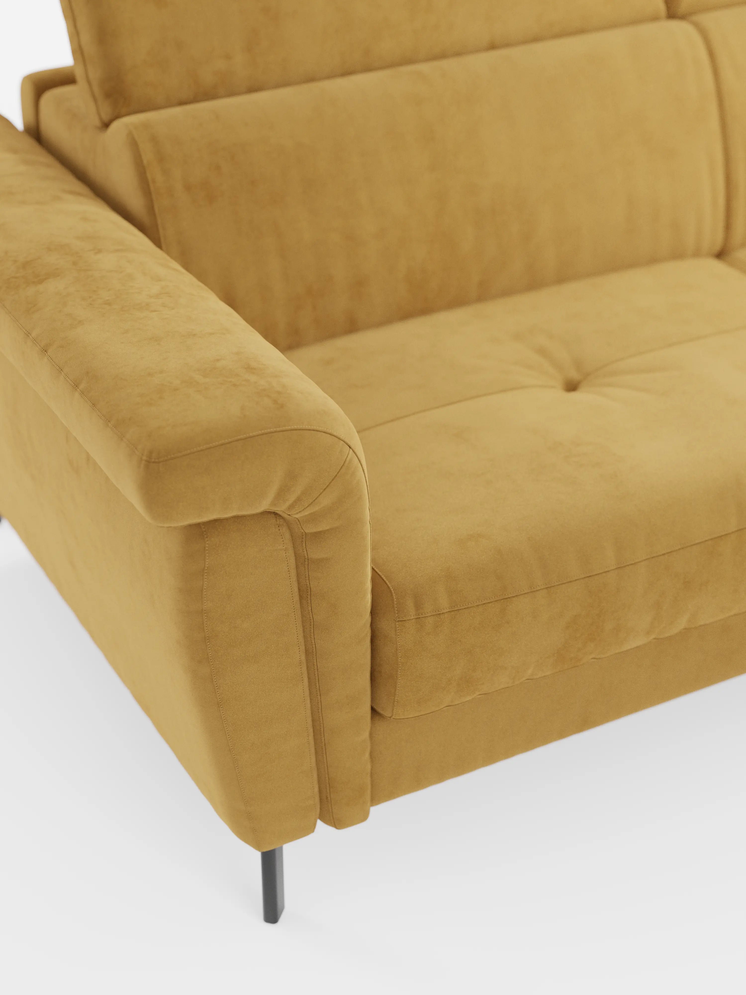 Capri canapé convertible avec méridienne coffre et têtières réglables - Tissu Effet Velours Détachable T30