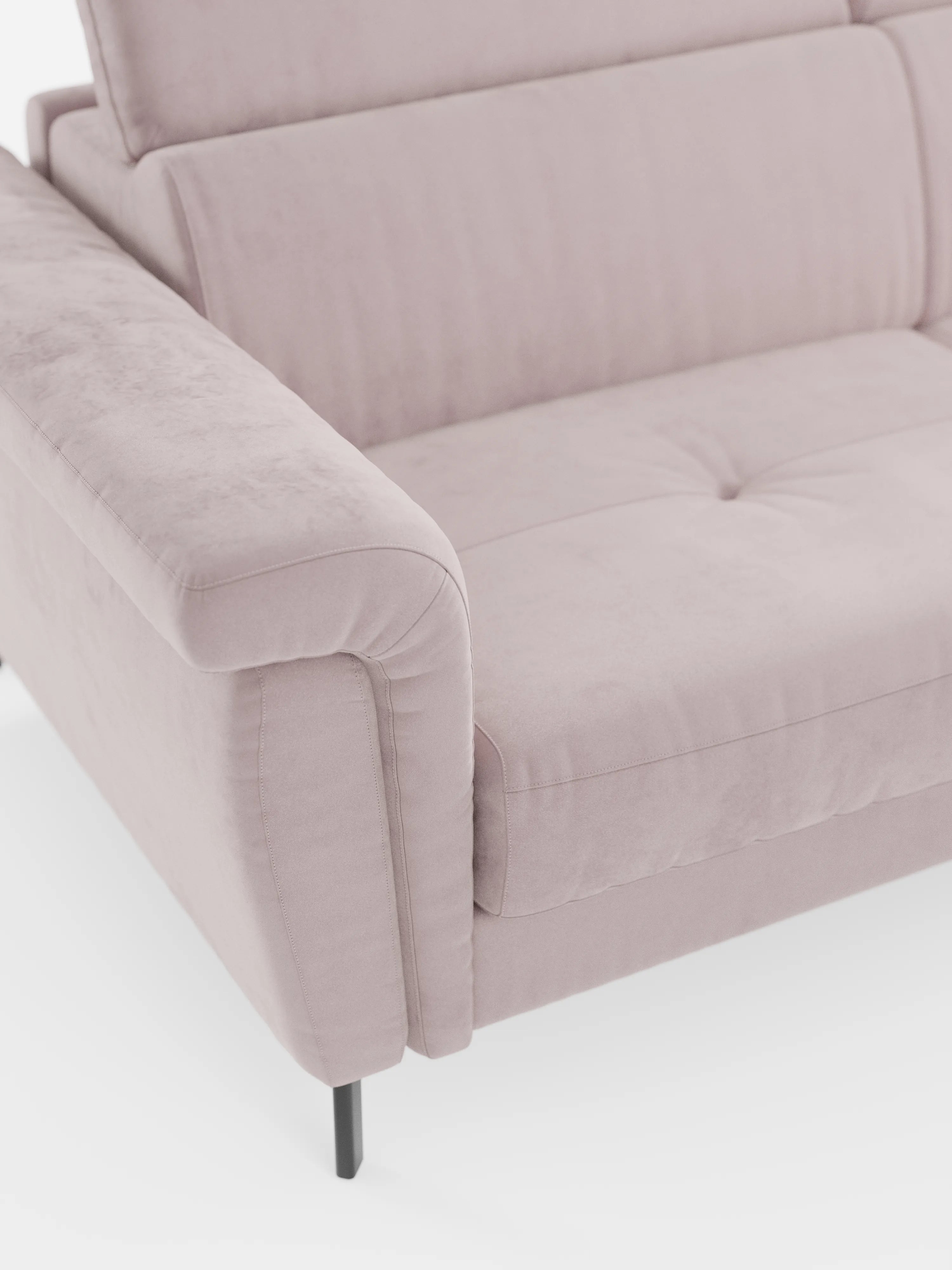 Capri canapé convertible avec méridienne coffre et têtières réglables - Tissu Effet Velours Détachable T30