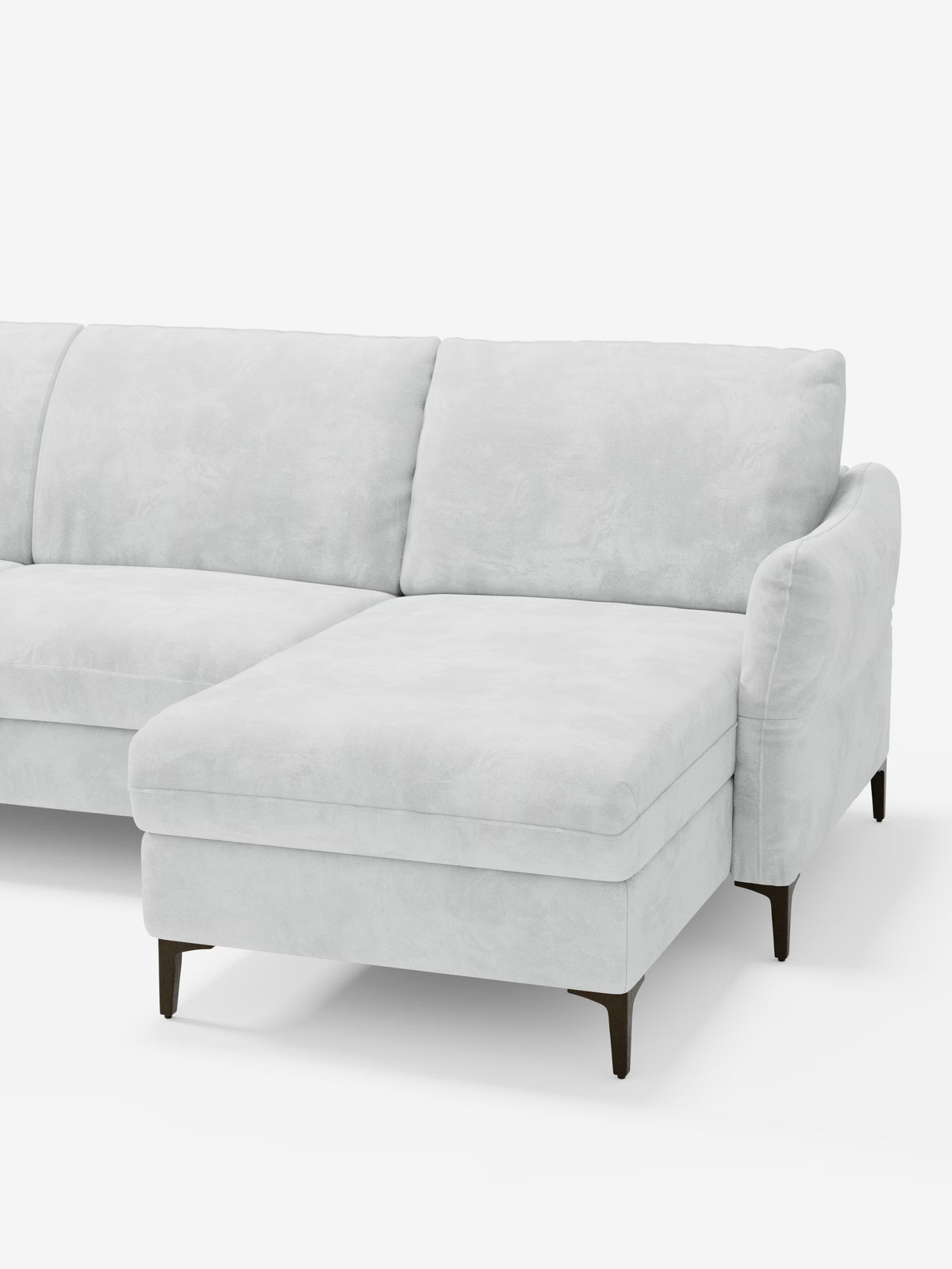 Dalia canapé-lit avec méridienne coffre de rangement et matelas de 18 cm de hauteur - pieds hauts et tissu anti-taches T30