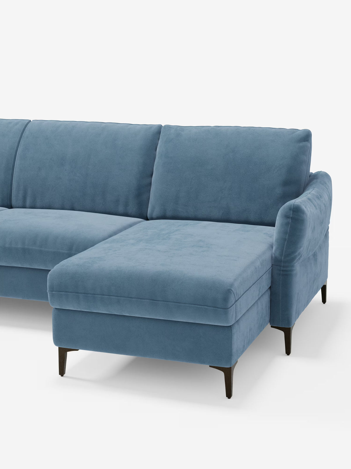 Dalia canapé-lit avec méridienne coffre de rangement et matelas de 18 cm de hauteur - pieds hauts et tissu anti-taches T30