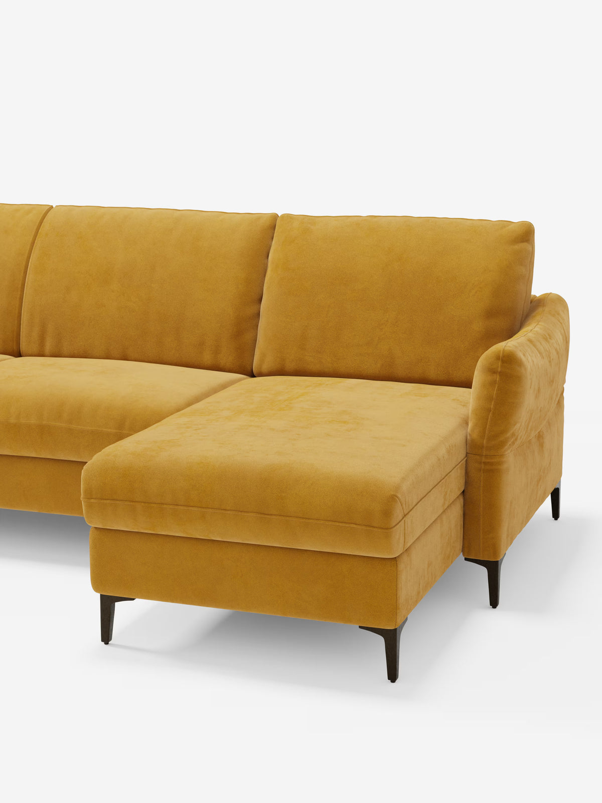 Dalia canapé-lit avec méridienne coffre de rangement et matelas de 18 cm de hauteur - pieds hauts et tissu anti-taches T30