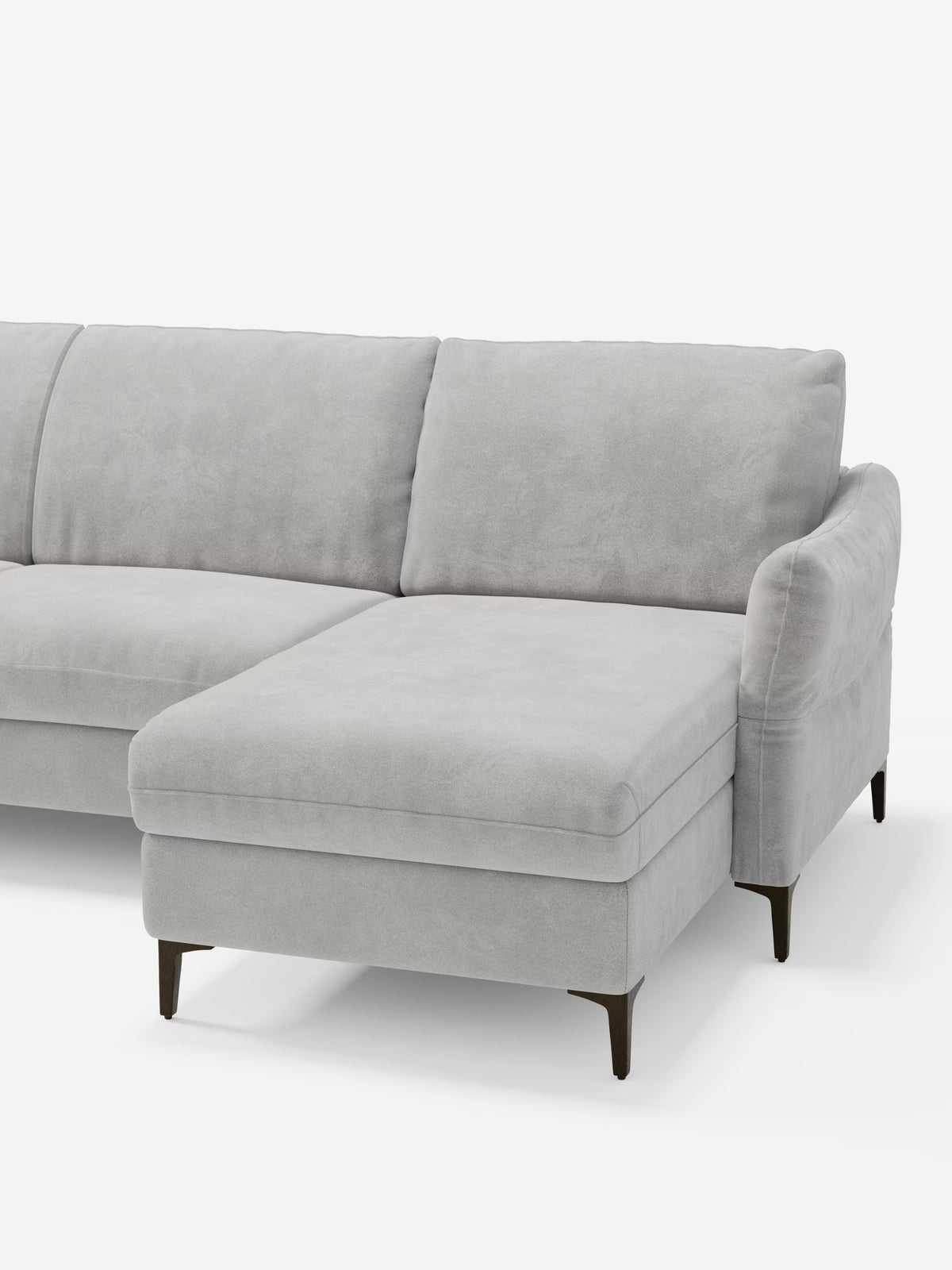 Dalia canapé-lit avec méridienne coffre de rangement et matelas de 18 cm de hauteur - pieds hauts et tissu anti-taches T30