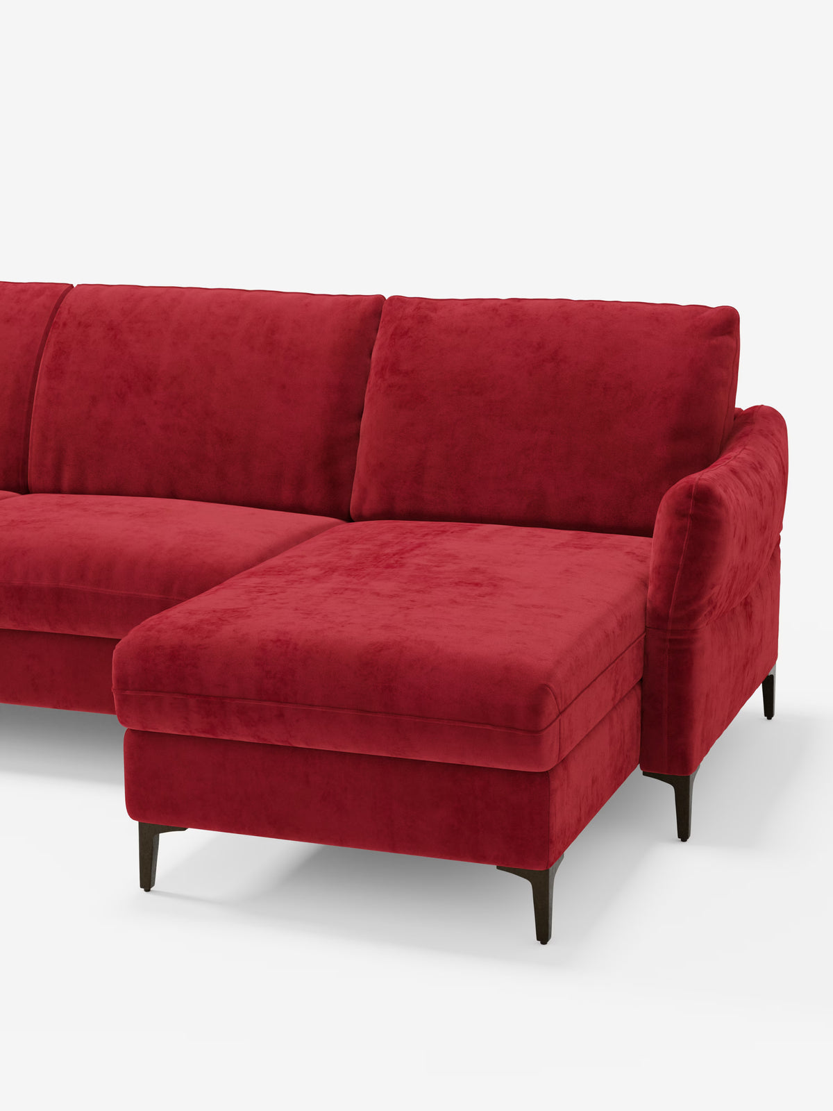 Dalia canapé-lit avec méridienne coffre de rangement et matelas de 18 cm de hauteur - pieds hauts et tissu anti-taches T30