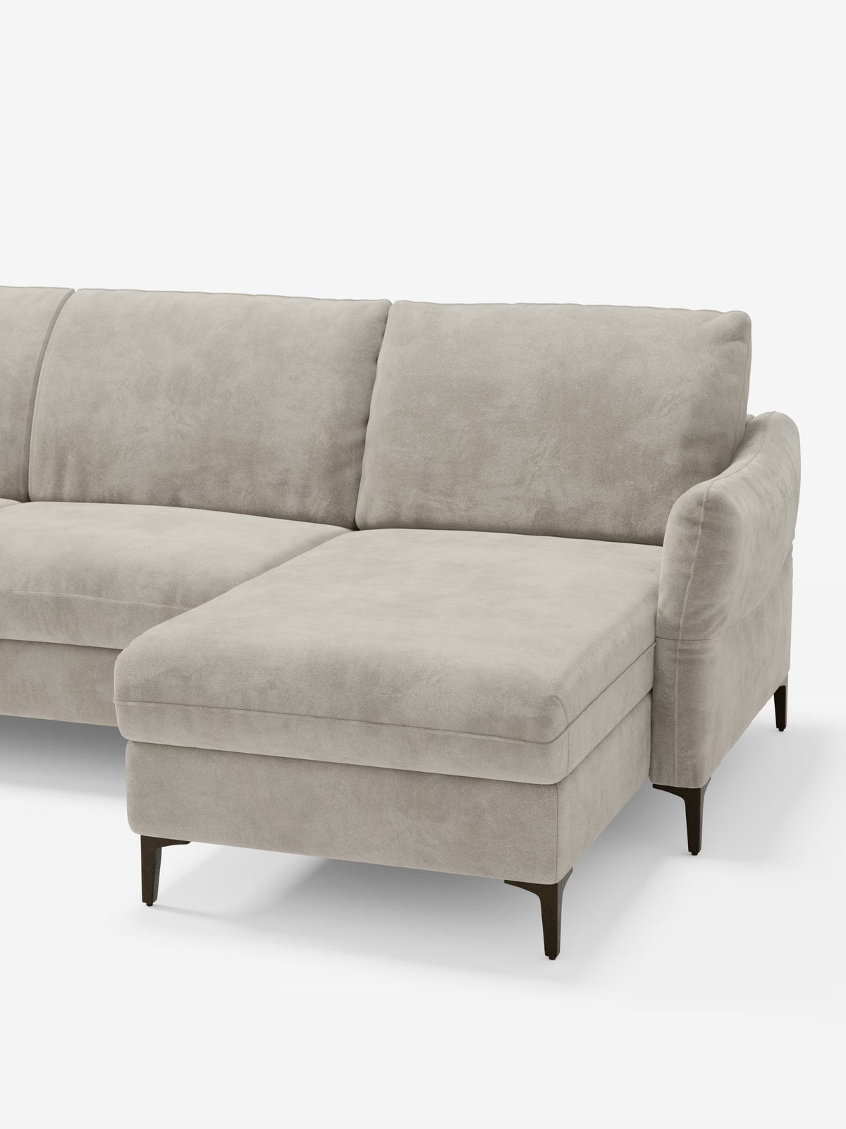 Dalia canapé-lit avec méridienne coffre de rangement et matelas de 18 cm de hauteur - pieds hauts et tissu anti-taches T30