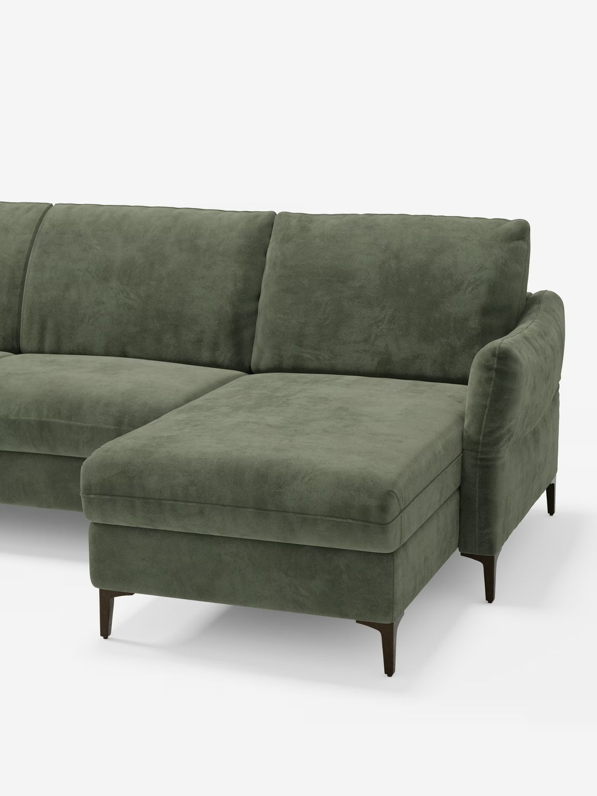 Dalia canapé-lit avec méridienne coffre de rangement et matelas de 18 cm de hauteur - pieds hauts et tissu anti-taches T30