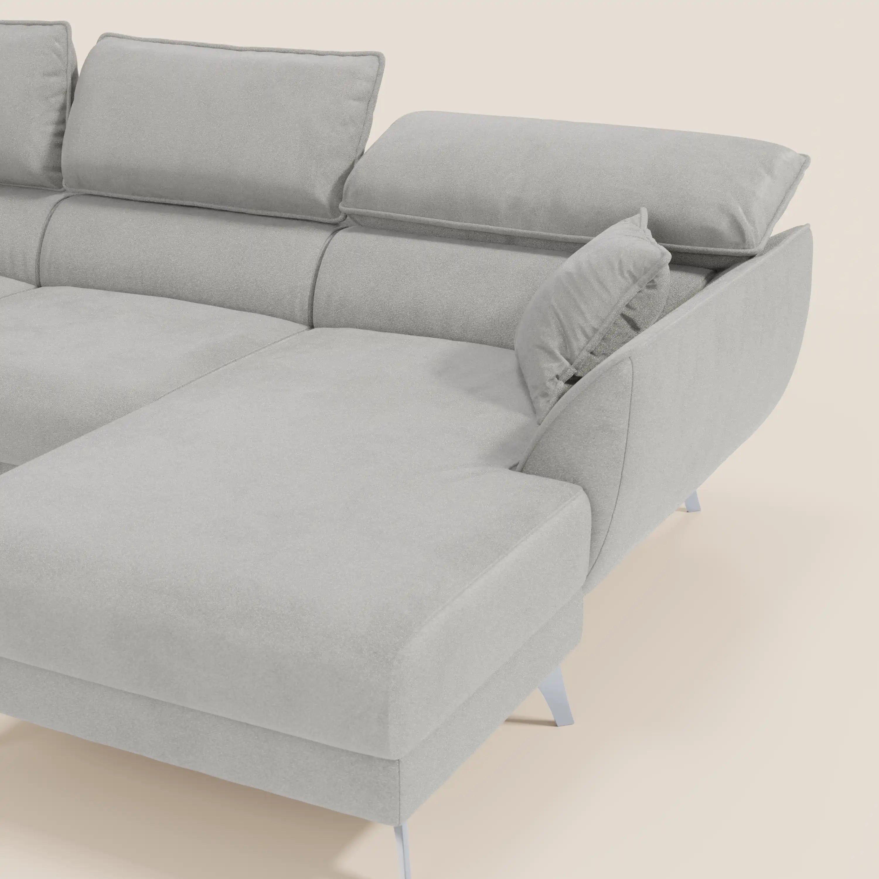 Michelangelo Divano Angolare con Penisola e Sedute Estensibili - Poggiatesta reclinabili in raffinato tessuto smacchiabile effetto vellutino T30 - divani.store