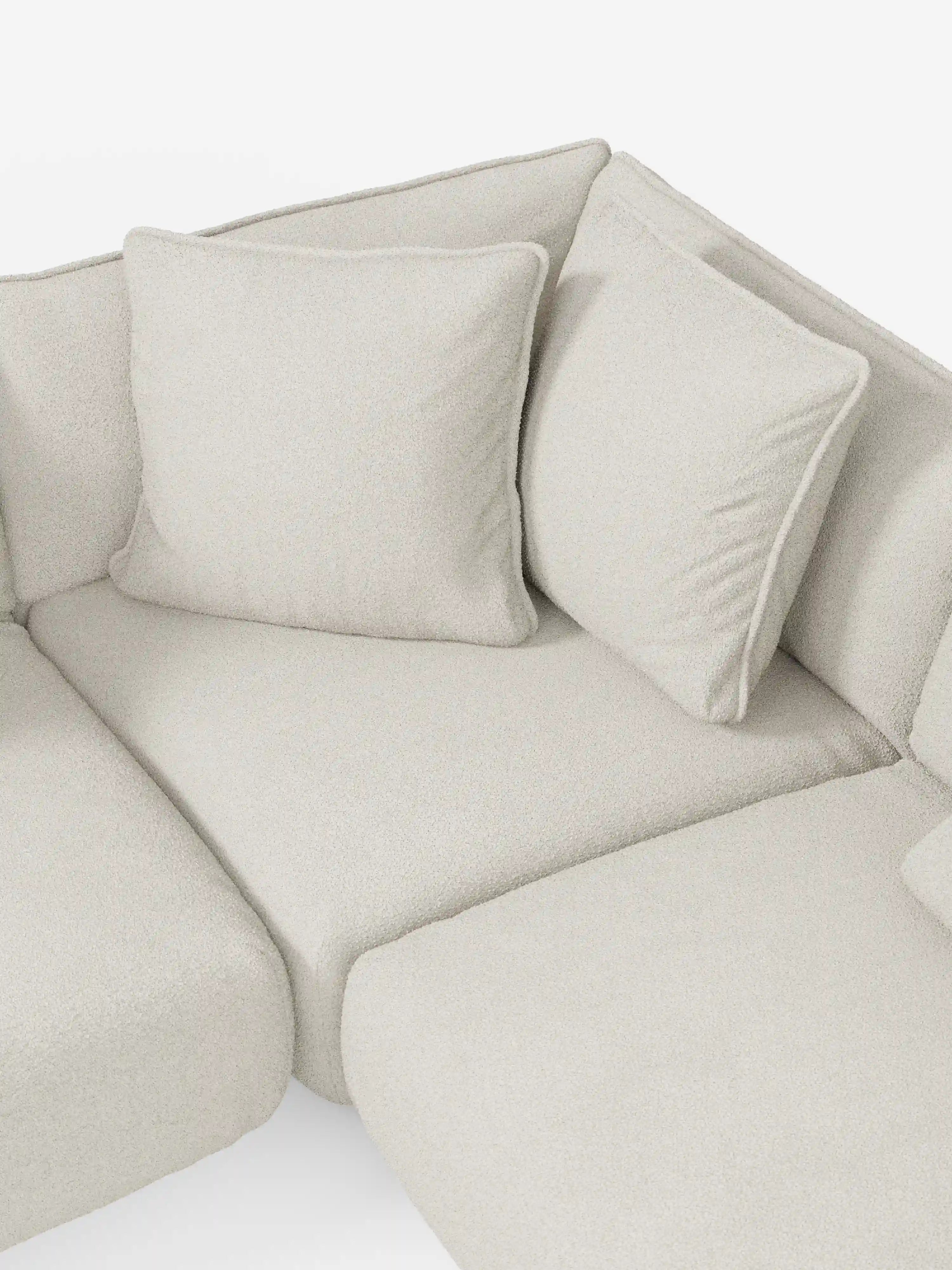 Nimbus canapé d’angle panoramique modulable avec méridienne et angle en tissu détachable T33