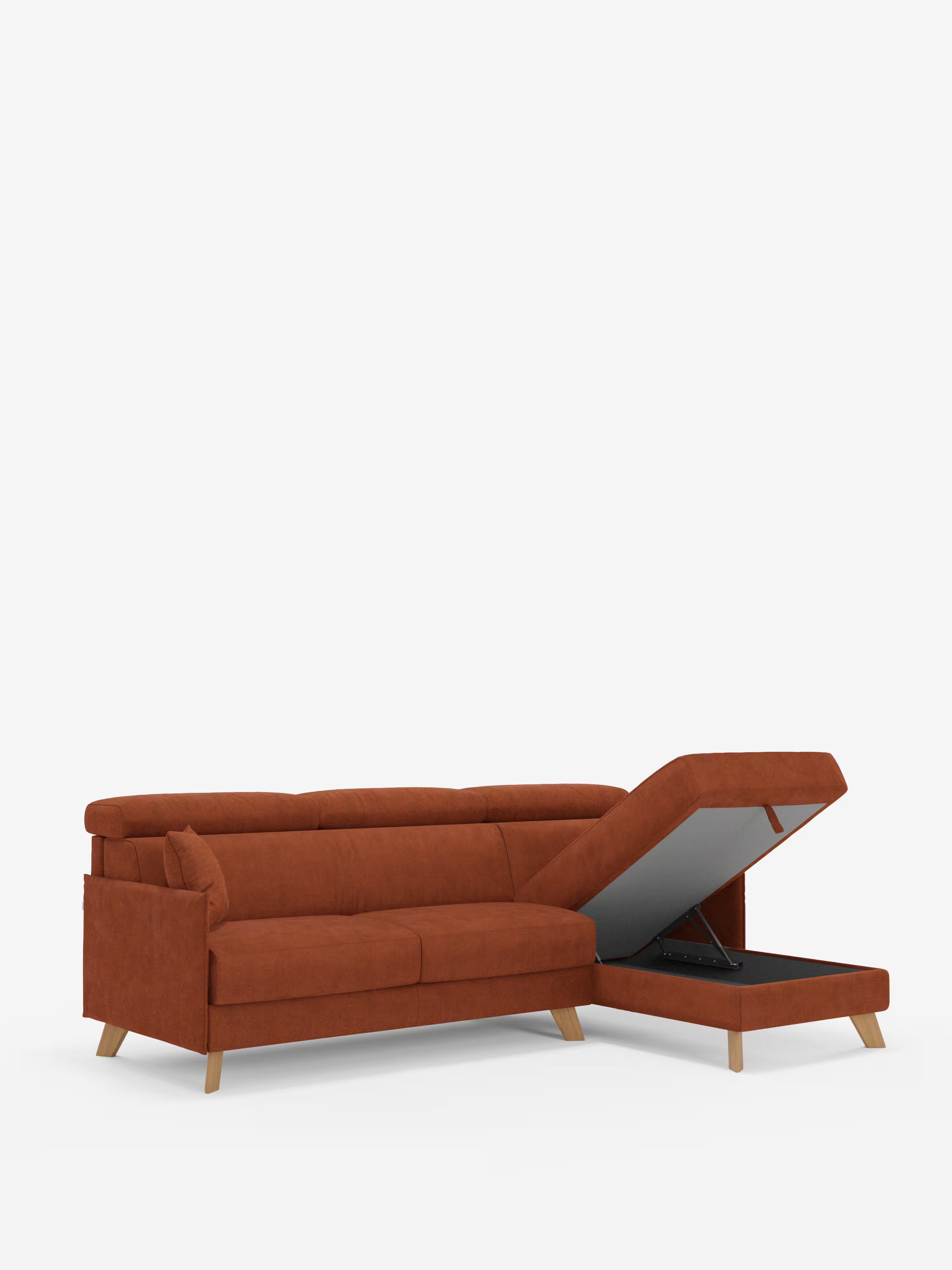 Sole Canapé d'angle convertible avec chaise longue avec coffre et têtières inclinables - tissu détachable T23
