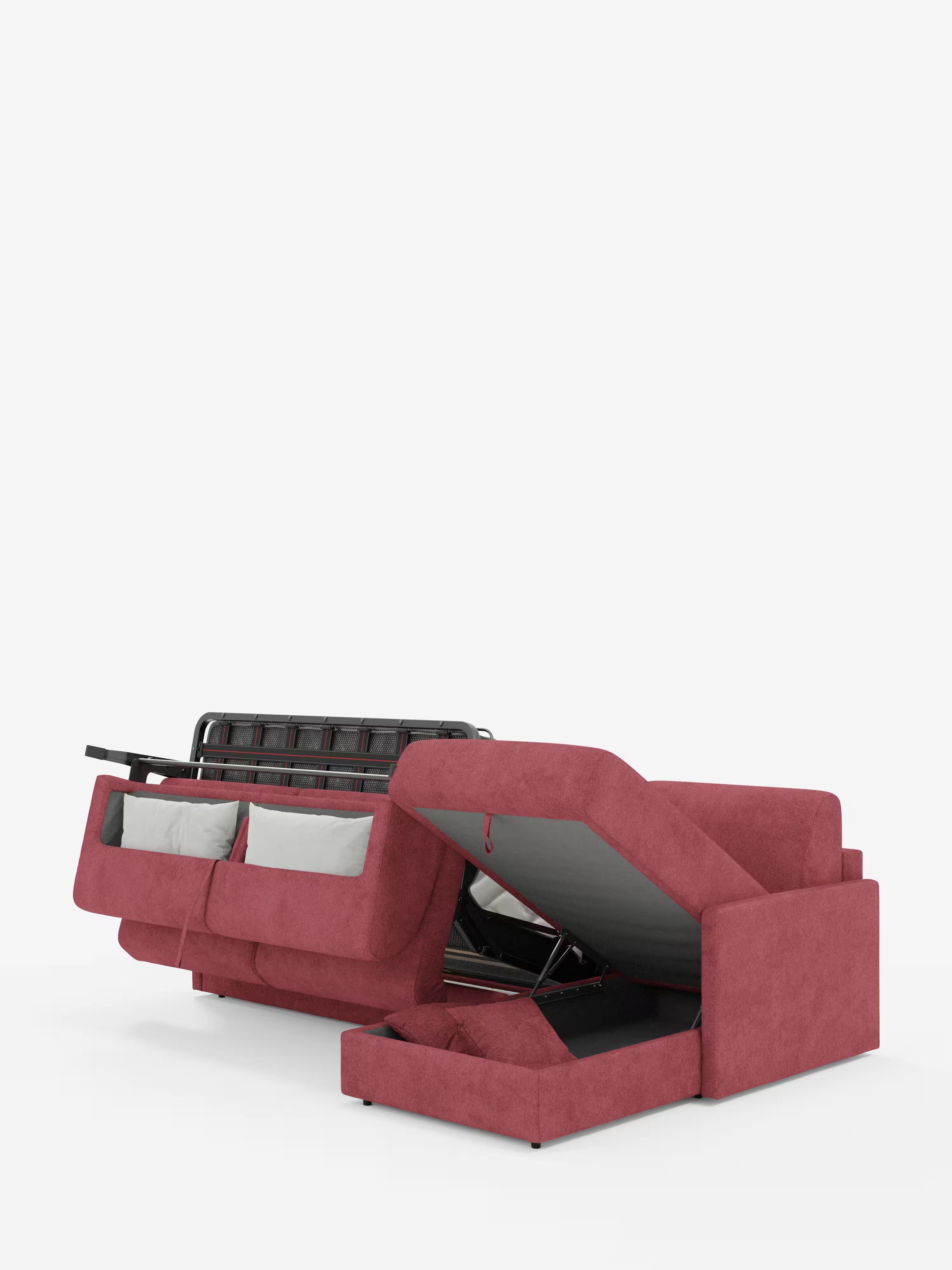 Tommy Divano Letto con penisola contenitore - design minimal e sfoderabile in tessuto smacchiabile simil cotone T33