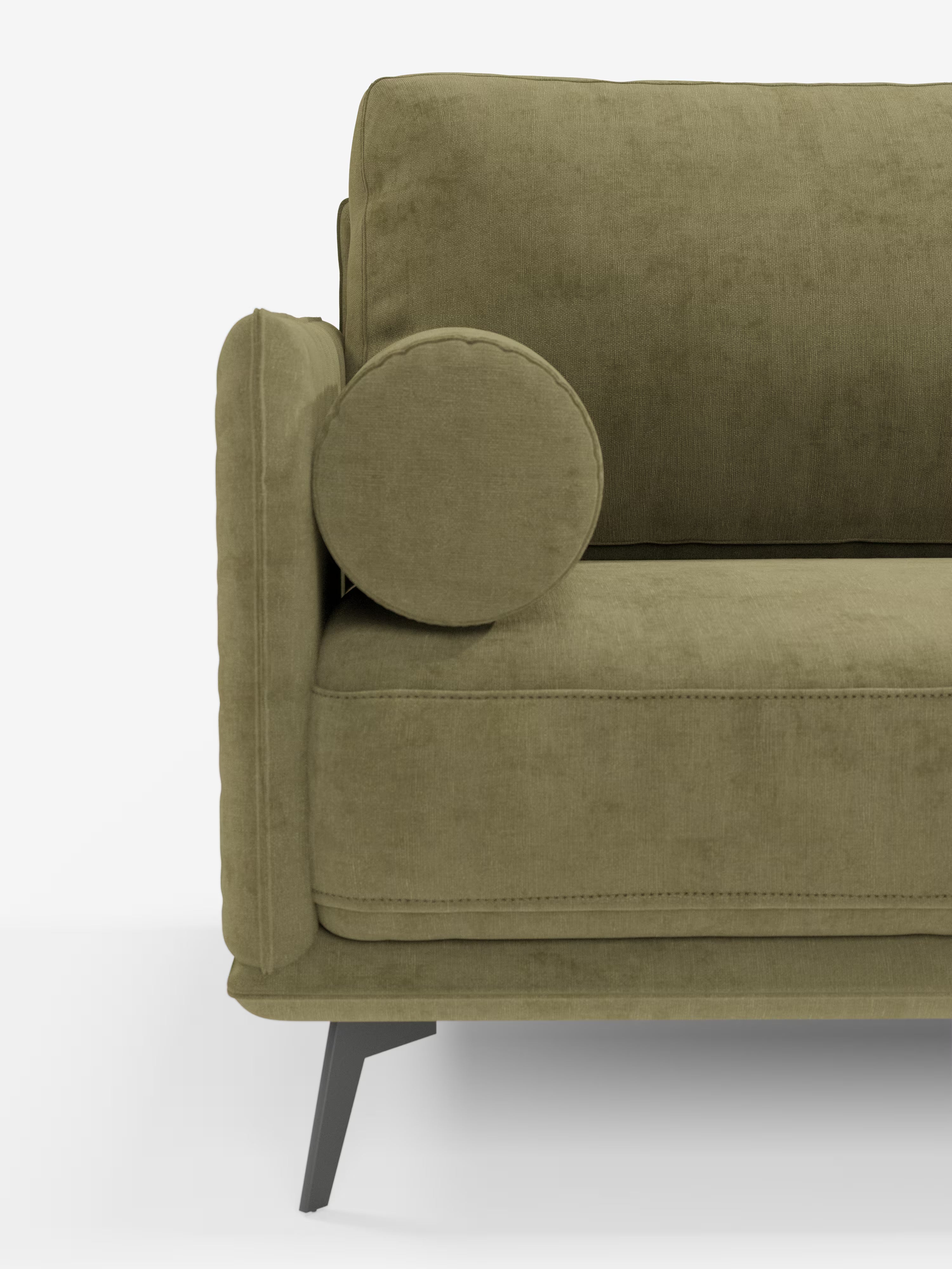 Basalto canapé d'angle moderne avec méridienne et base en métal - dossiers en plumes et tissu détachable T31