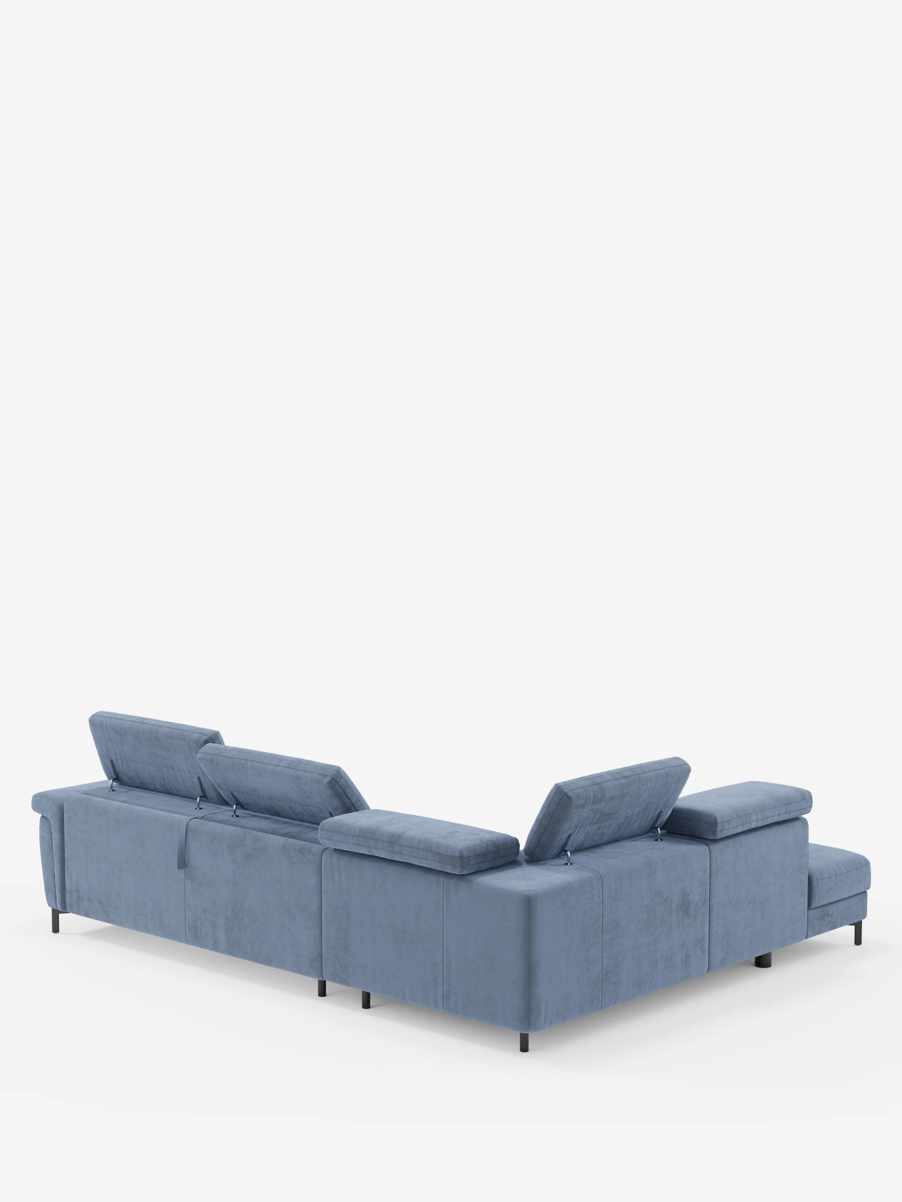 Capri canapé d'angle convertible avec Têtières Réglables et Matelas haute performance en Tissu Effet Velours Détachable T30