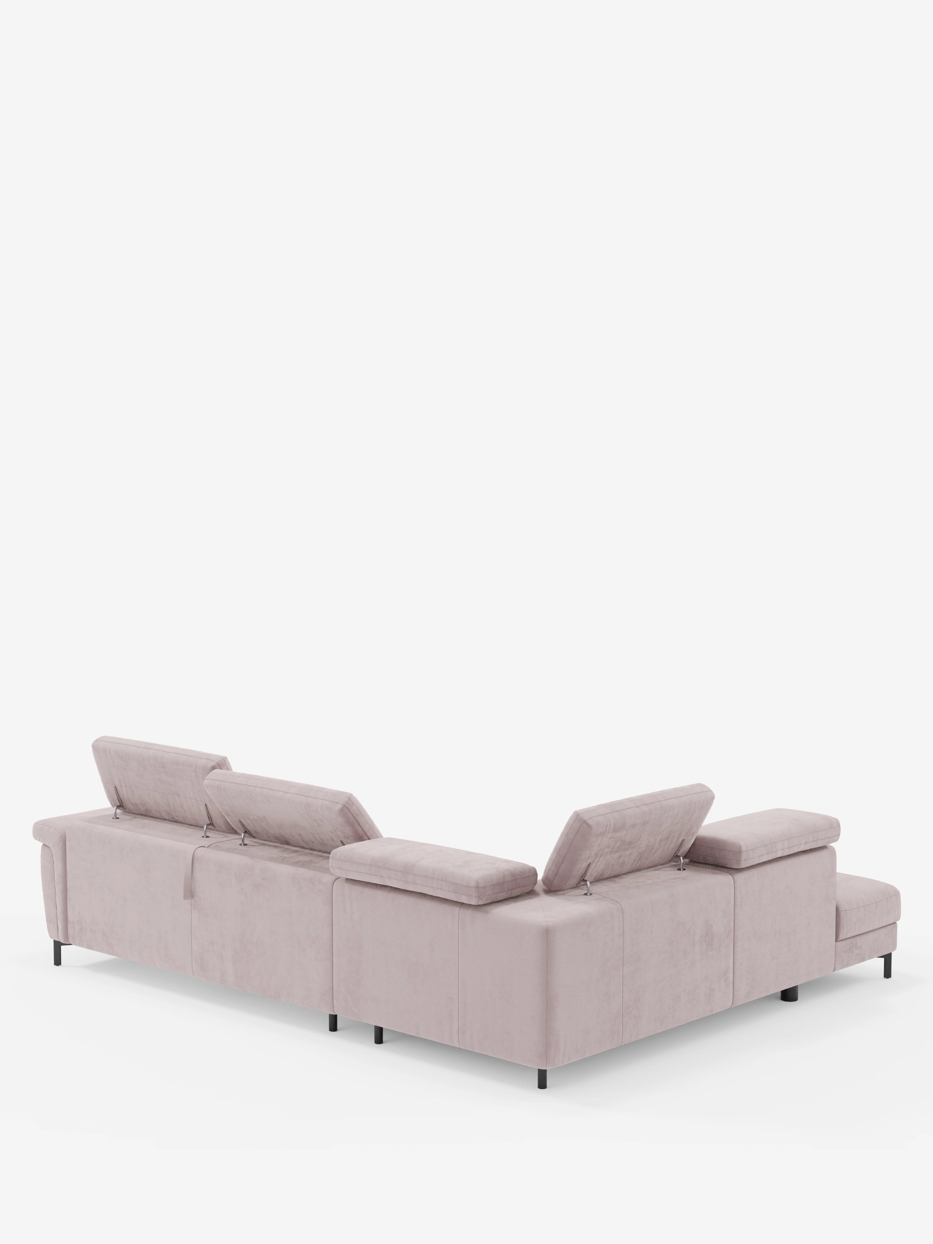 Capri canapé d'angle convertible avec Têtières Réglables et Matelas haute performance en Tissu Effet Velours Détachable T30