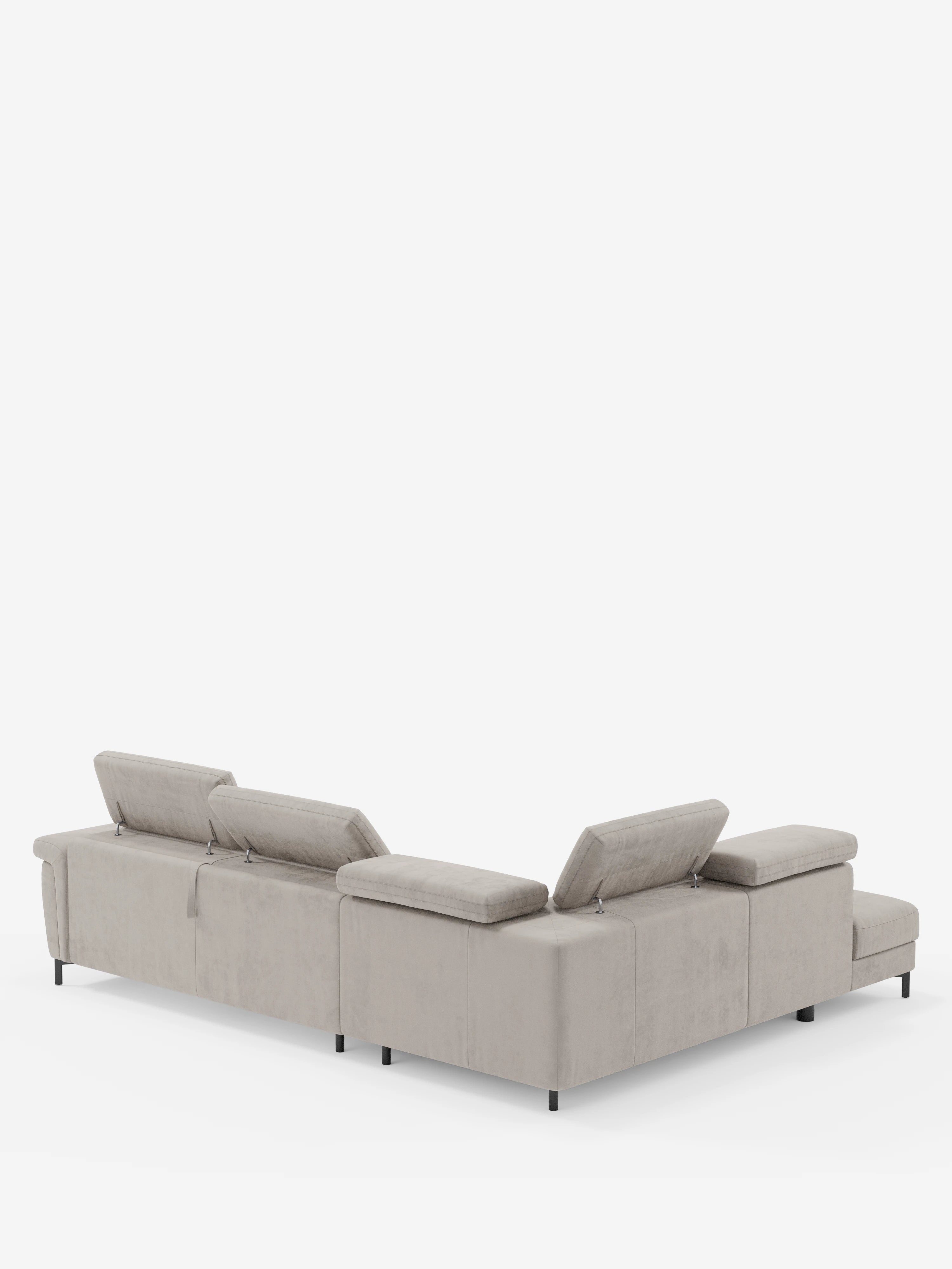 Capri canapé d'angle convertible avec Têtières Réglables et Matelas haute performance en Tissu Effet Velours Détachable T30