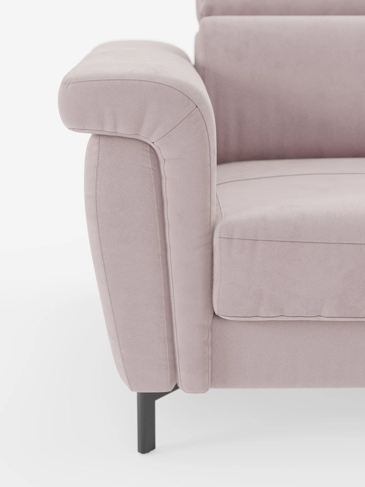 Capri canapé convertible design avec pieds hauts - têtières réglables en tissu raffiné effet velours détachable T30