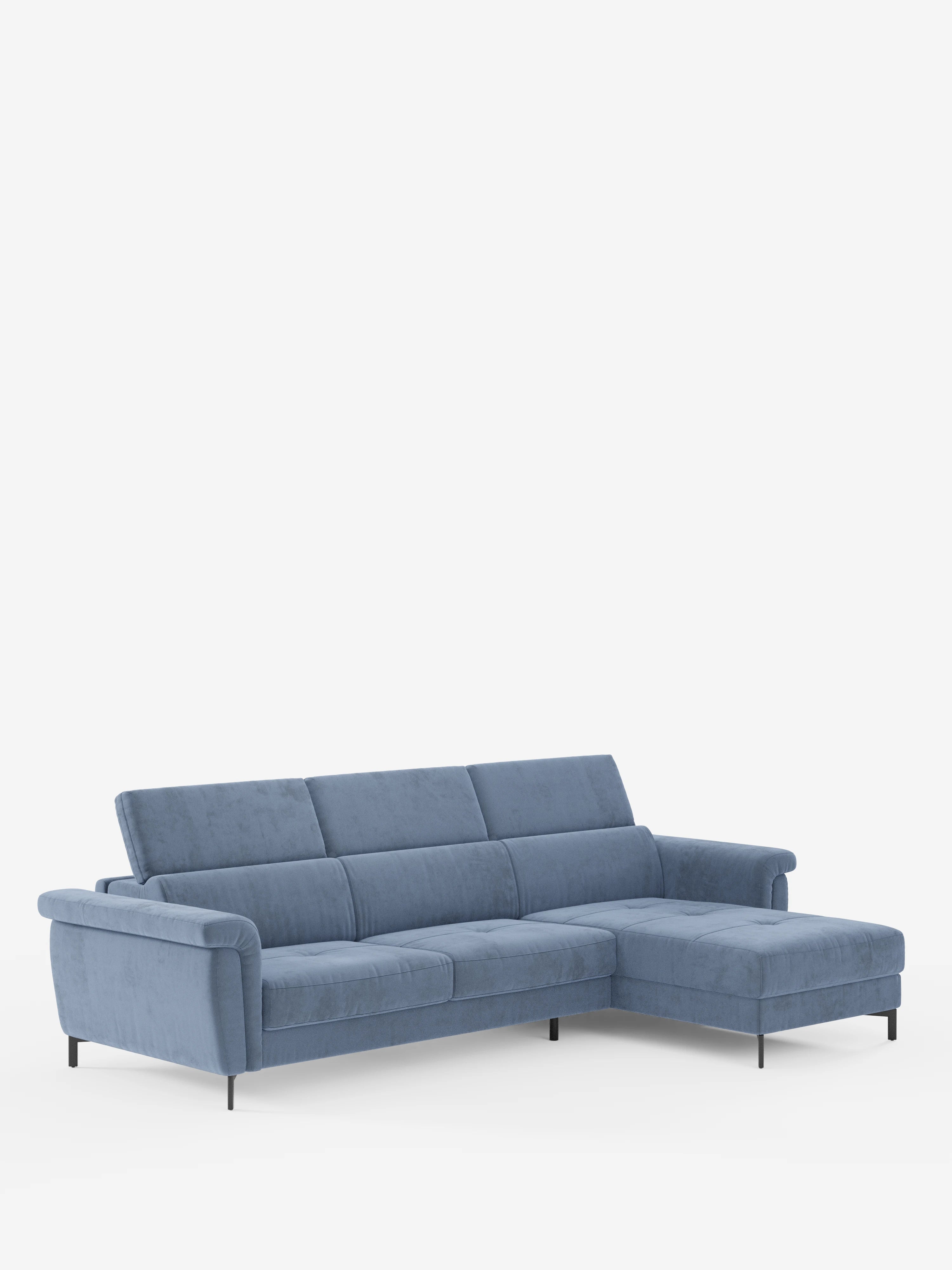 Capri canapé convertible avec méridienne coffre et têtières réglables - Tissu Effet Velours Détachable T30
