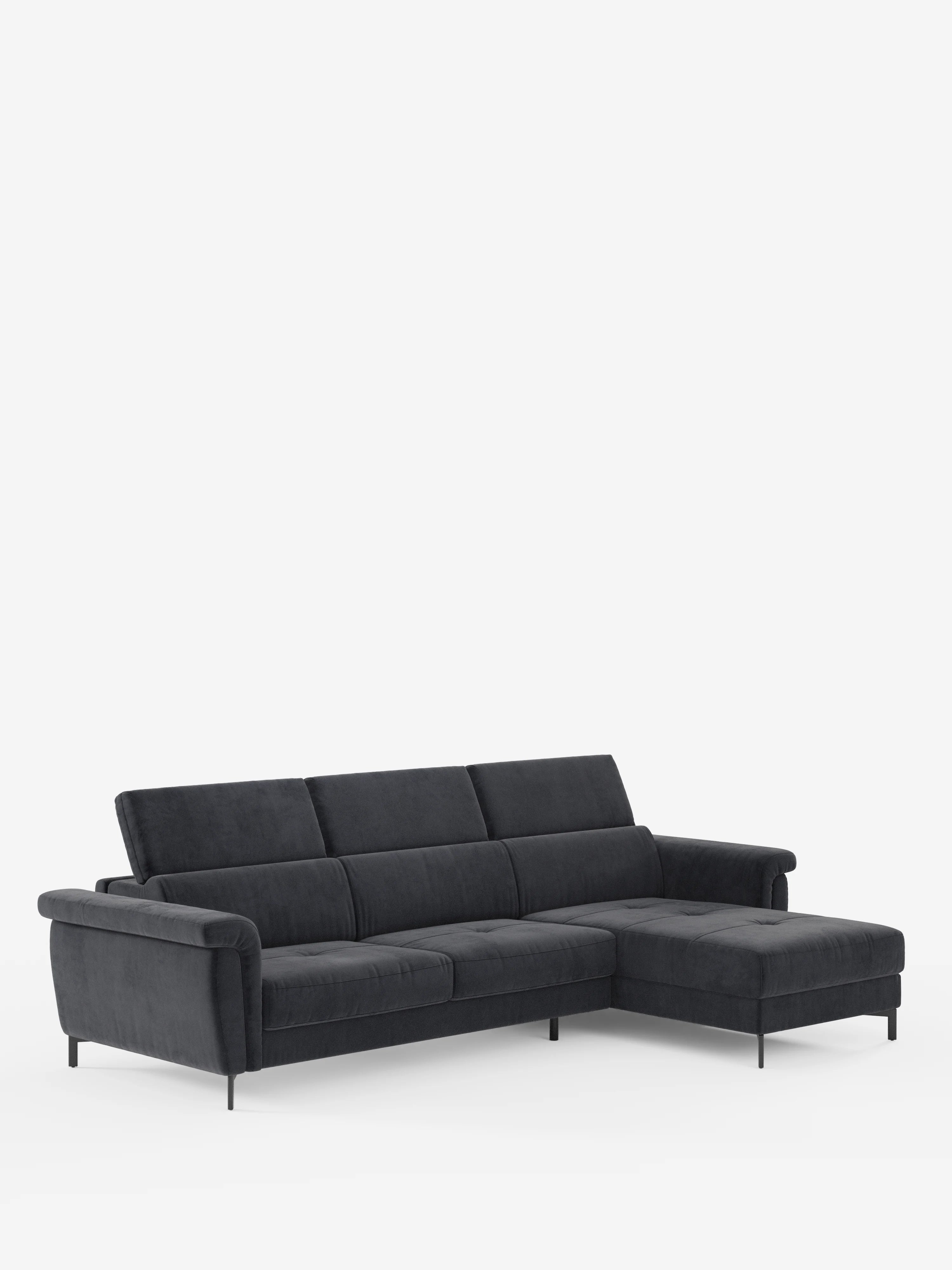 Capri canapé convertible avec méridienne coffre et têtières réglables - Tissu Effet Velours Détachable T30