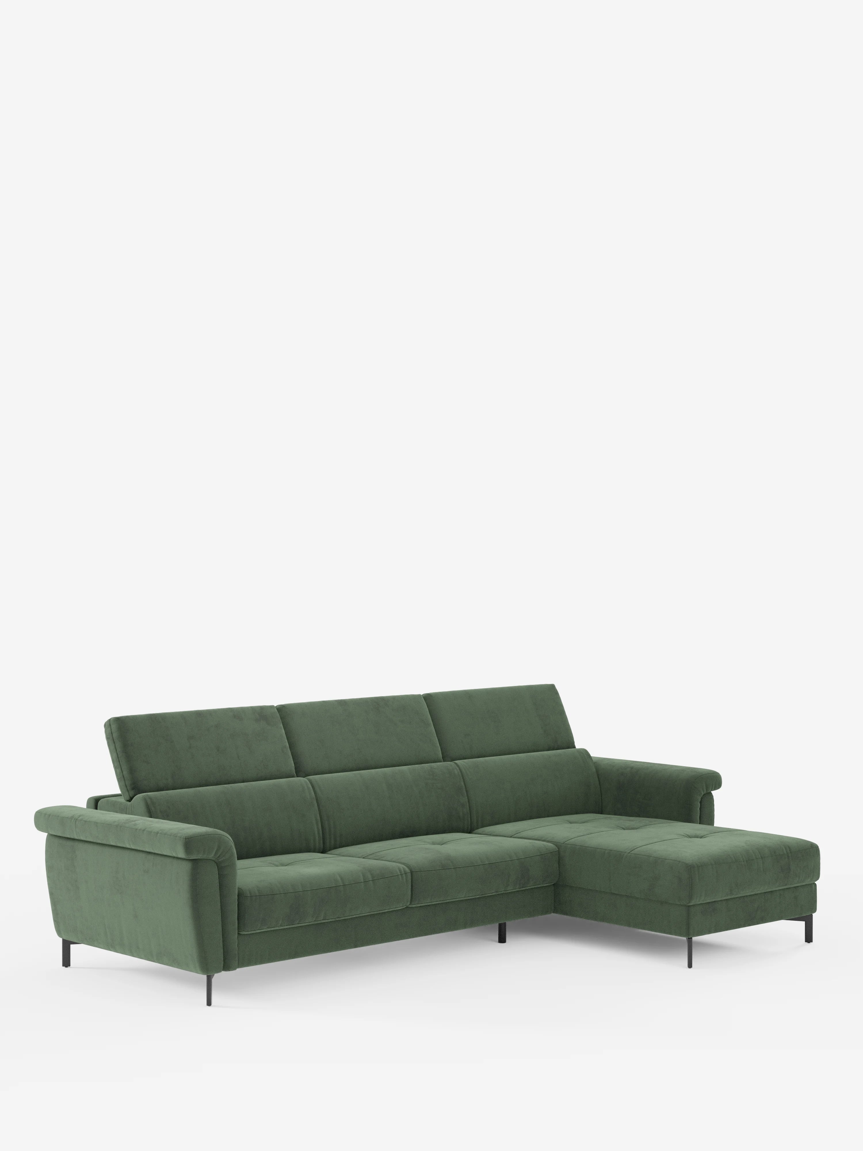 Capri canapé convertible avec méridienne coffre et têtières réglables - Tissu Effet Velours Détachable T30