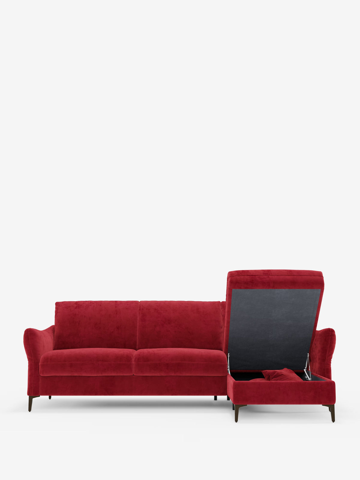 Dalia canapé-lit avec méridienne coffre de rangement et matelas de 18 cm de hauteur - pieds hauts et tissu anti-taches T30