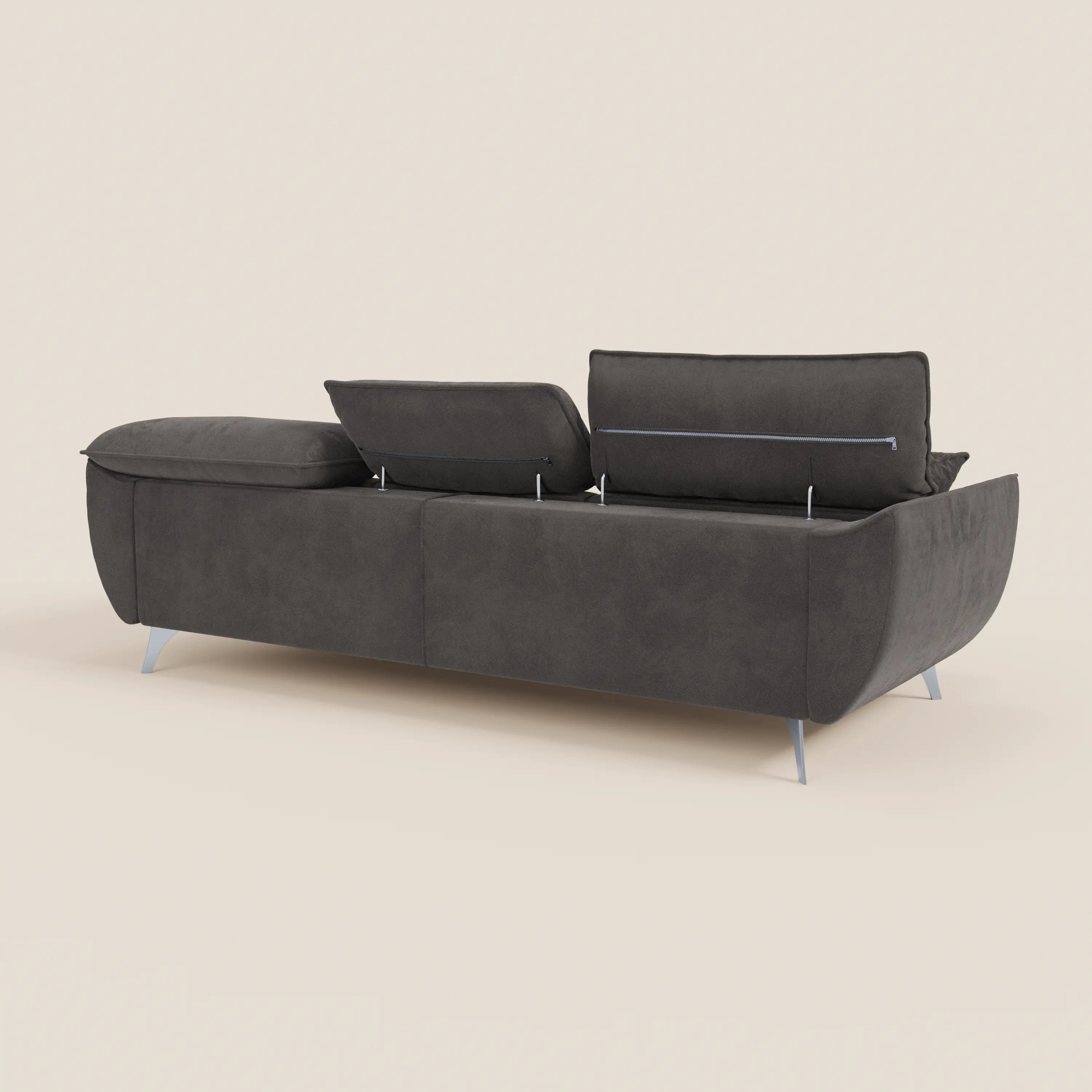 Michelangelo Divano Angolare con Penisola e Sedute Estensibili - Poggiatesta reclinabili in raffinato tessuto smacchiabile effetto vellutino T30 - divani.store