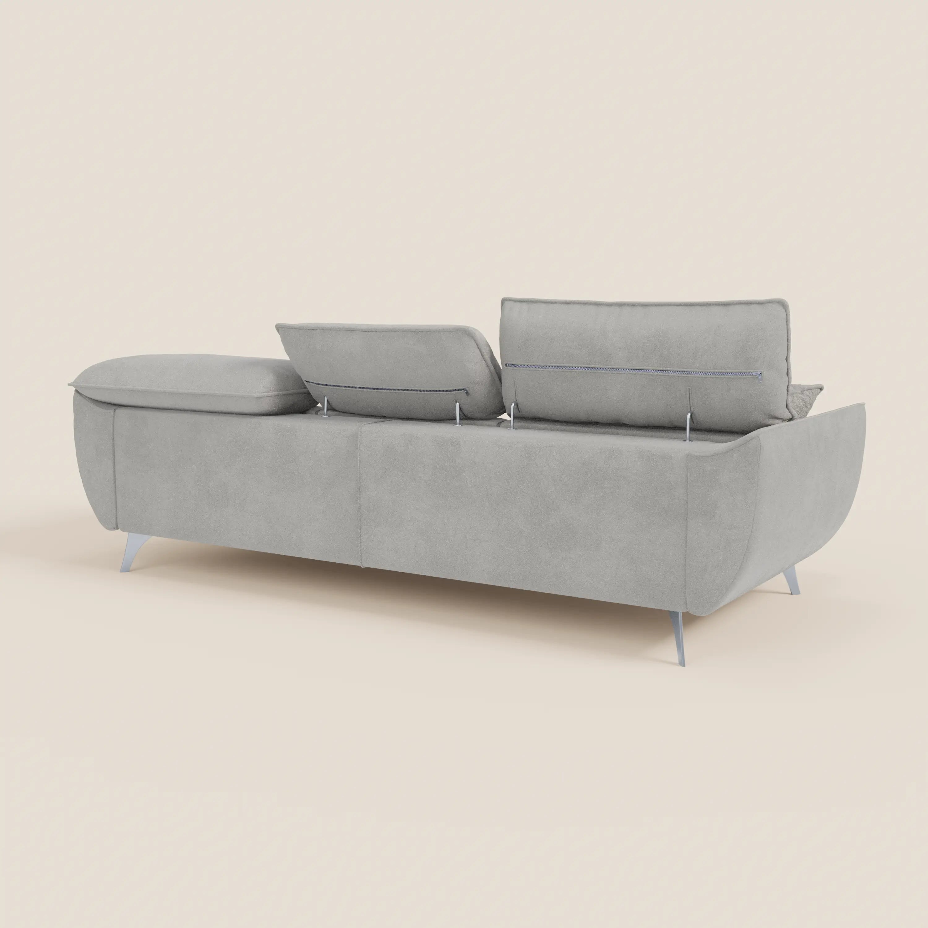 Michelangelo Divano Angolare con Penisola e Sedute Estensibili - Poggiatesta reclinabili in raffinato tessuto smacchiabile effetto vellutino T30 - divani.store