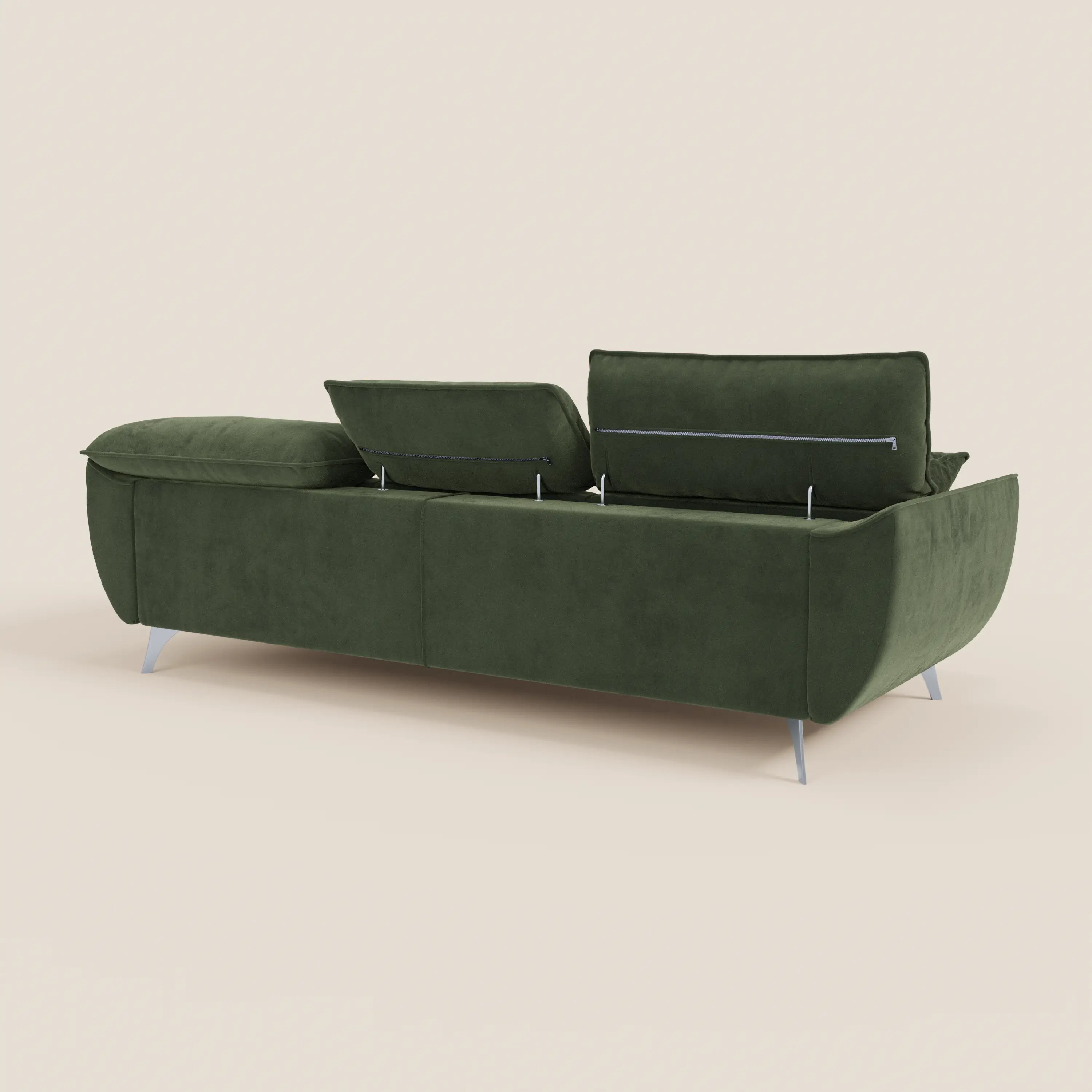 Michelangelo Divano Angolare con Penisola e Sedute Estensibili - Poggiatesta reclinabili in raffinato tessuto smacchiabile effetto vellutino T30 - divani.store