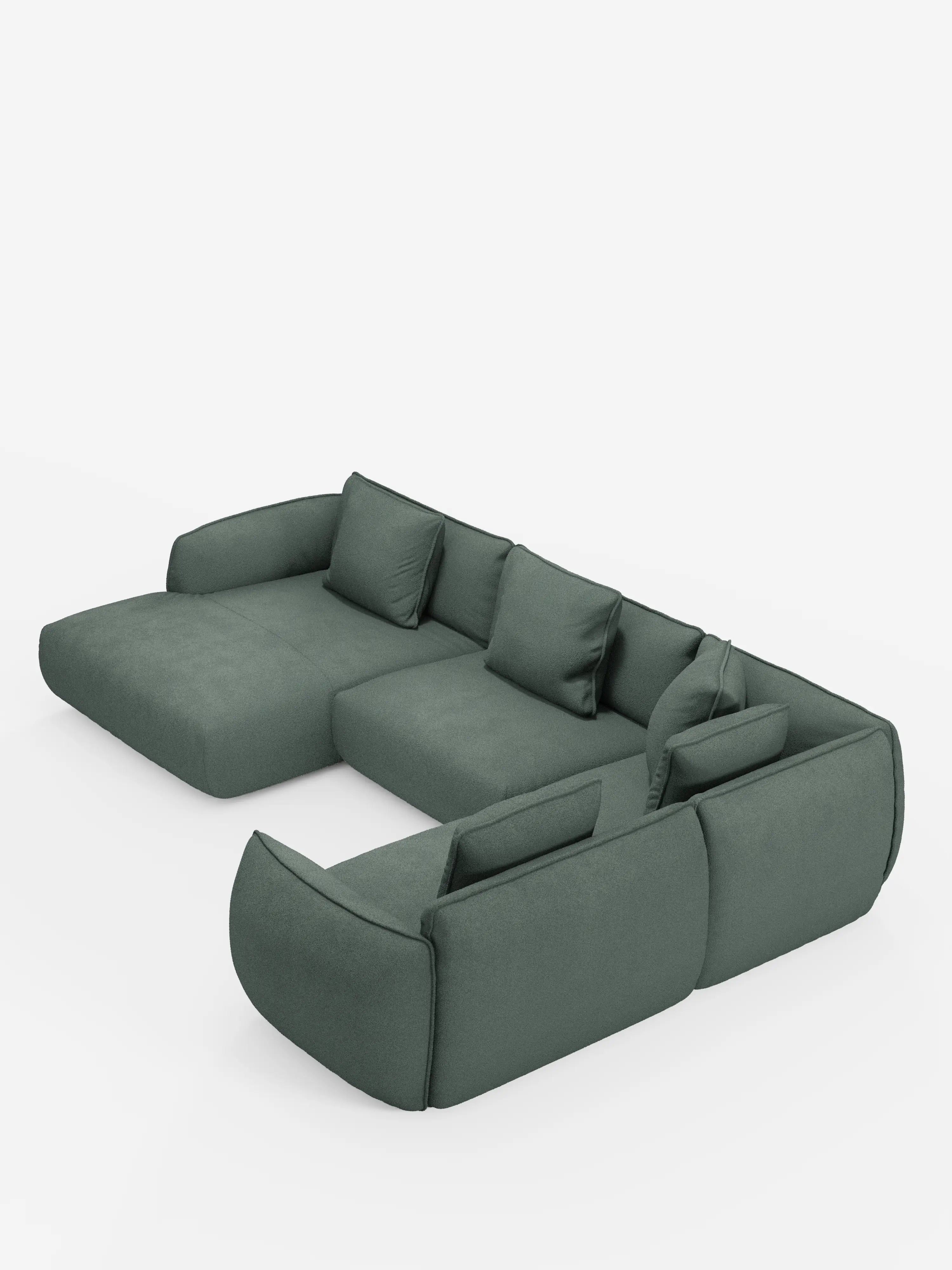 Nimbus canapé d’angle panoramique modulable avec méridienne et angle en tissu détachable T33