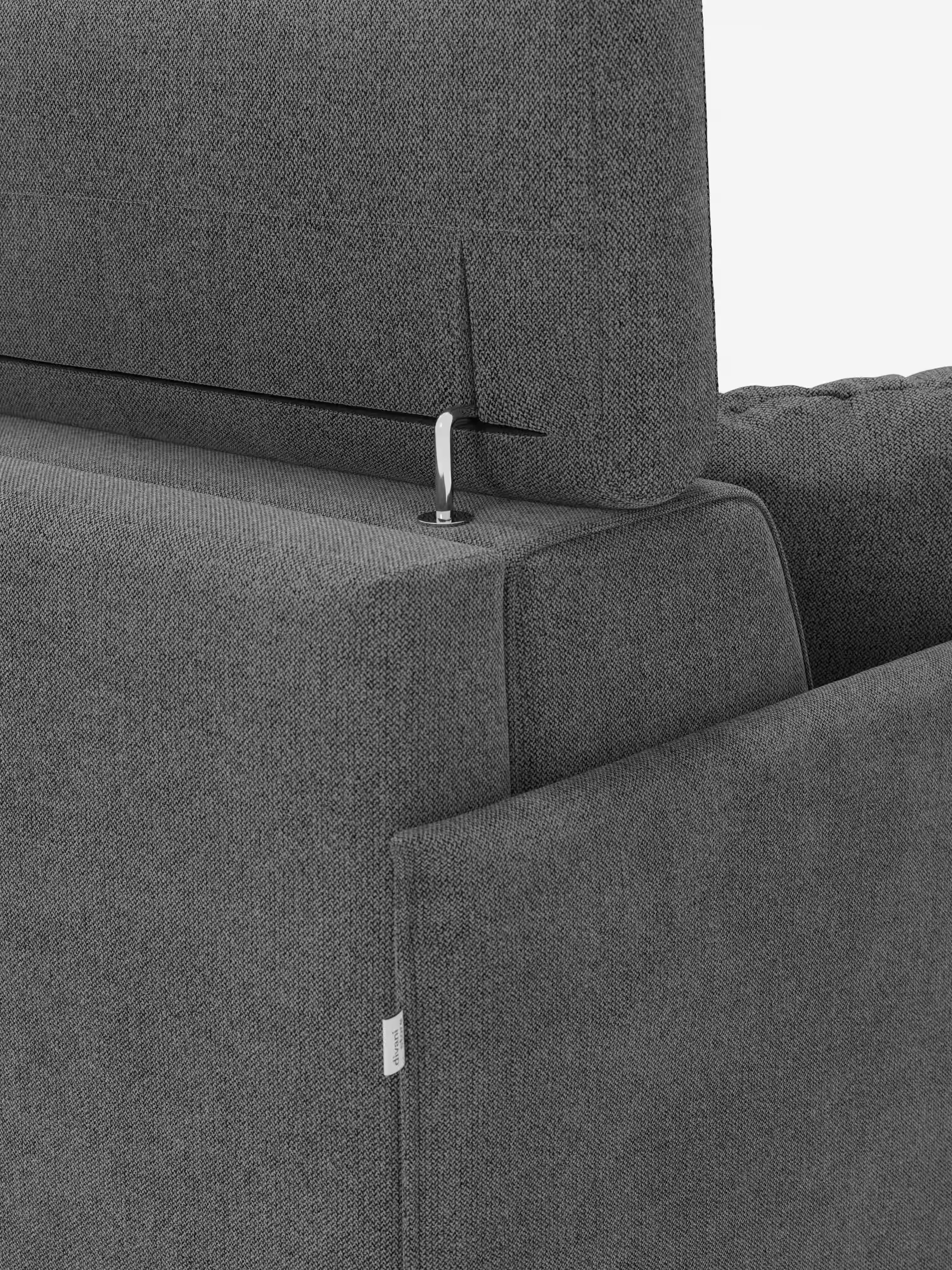 Sole Canapé d'angle convertible avec chaise longue avec coffre et têtières inclinables - tissu détachable T23